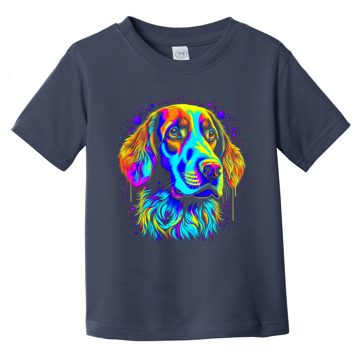 Colorful Bright Brittany Vibrant Psychedelic Dog Art Infant Toddler T-Shirt