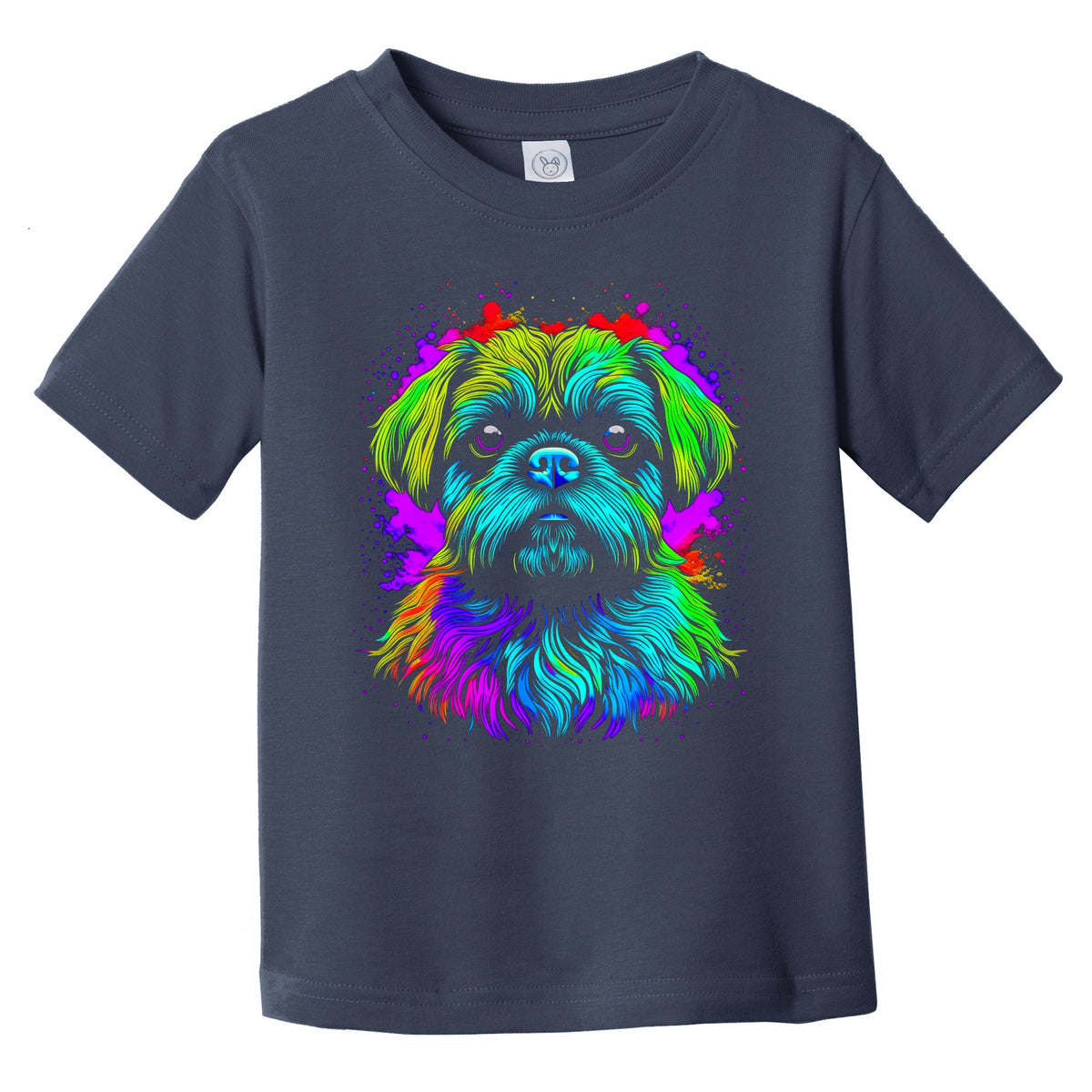 Colorful Bright Brussels Griffon Vibrant Psychedelic Dog Art Infant Toddler T-Shirt