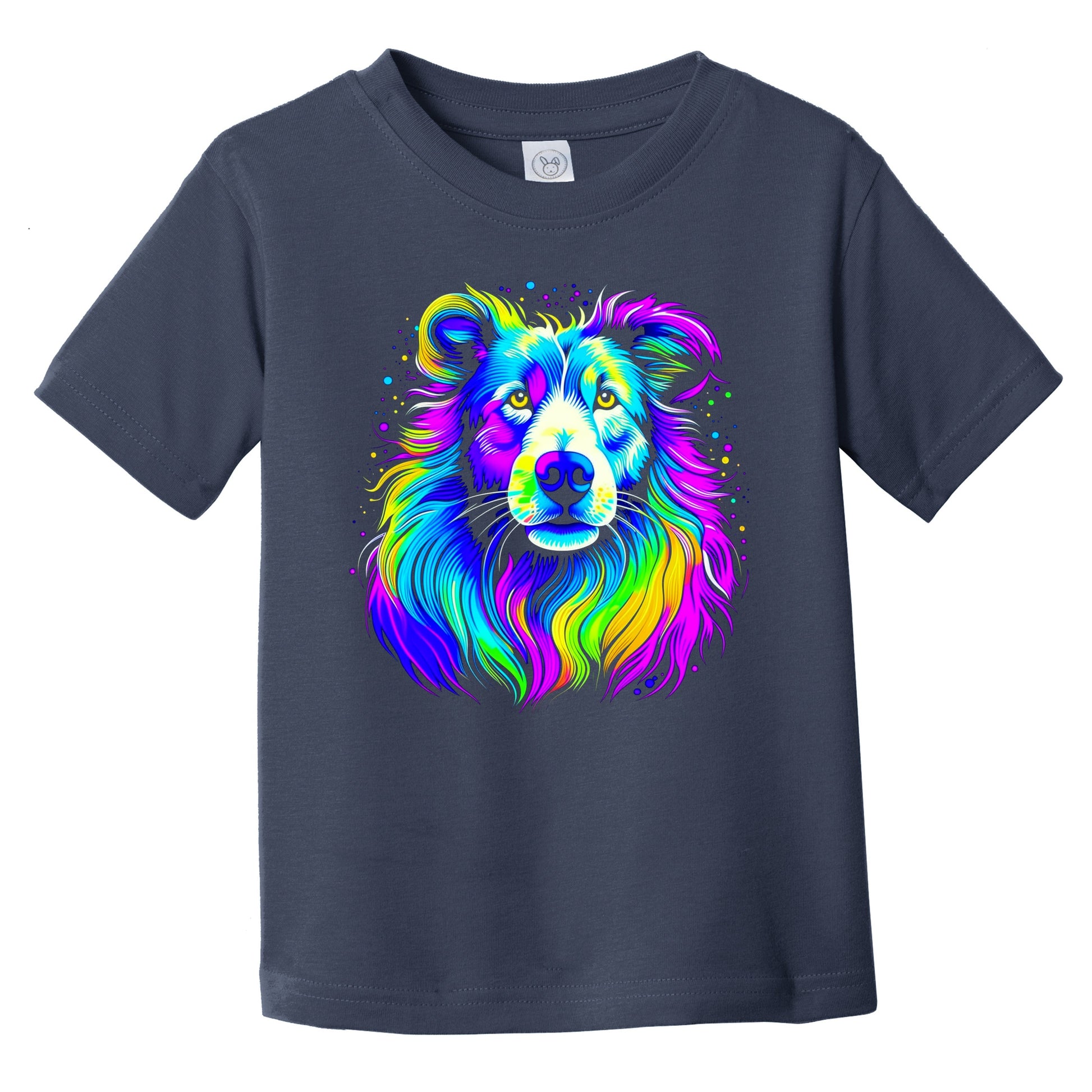 Colorful Bright Collie Vibrant Psychedelic Dog Art Infant Toddler T-Shirt