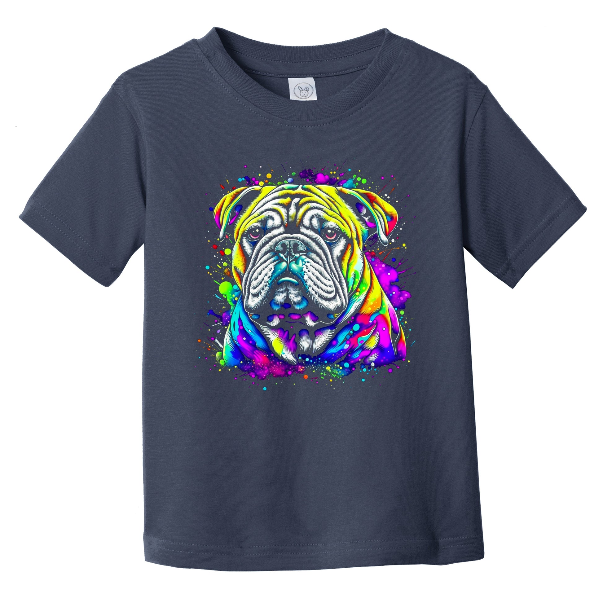 Colorful Bright English Bulldog Vibrant Psychedelic Dog Art Infant Toddler T-Shirt
