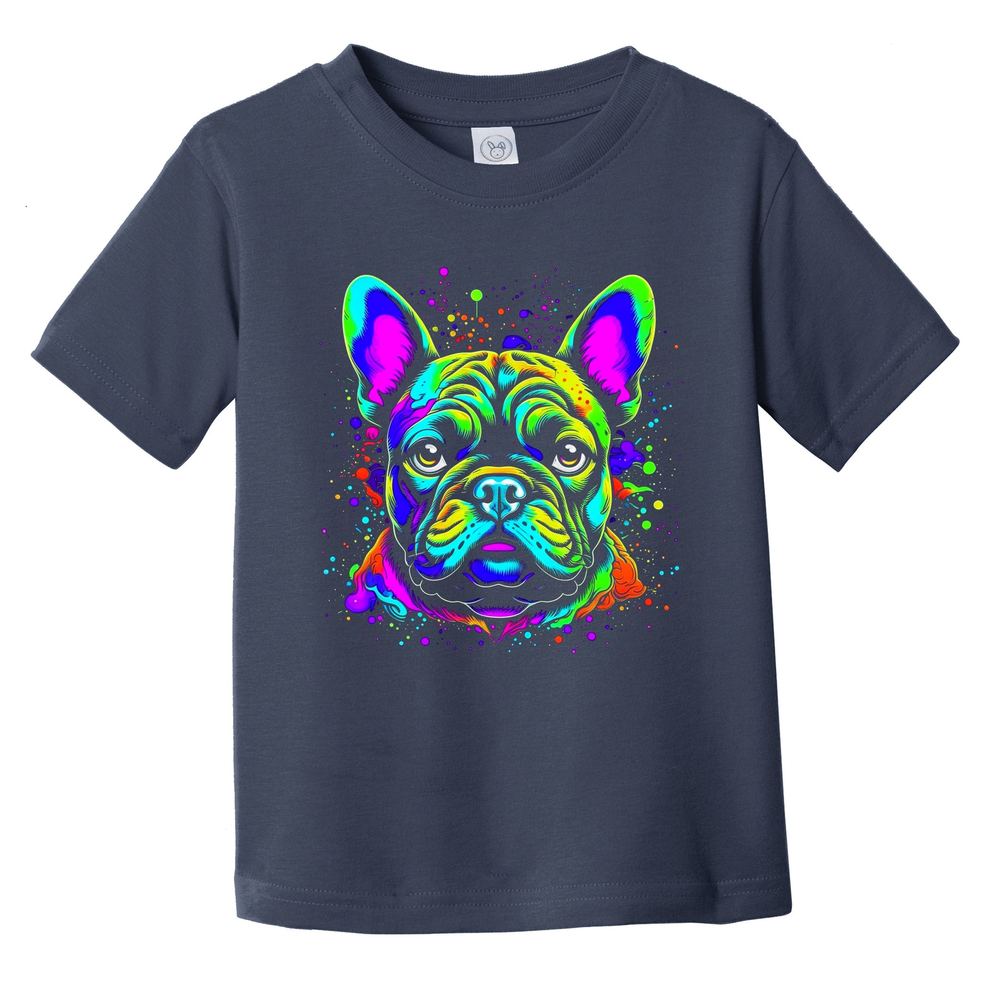 Colorful Bright French Bulldog Vibrant Psychedelic Dog Art Infant Toddler T-Shirt