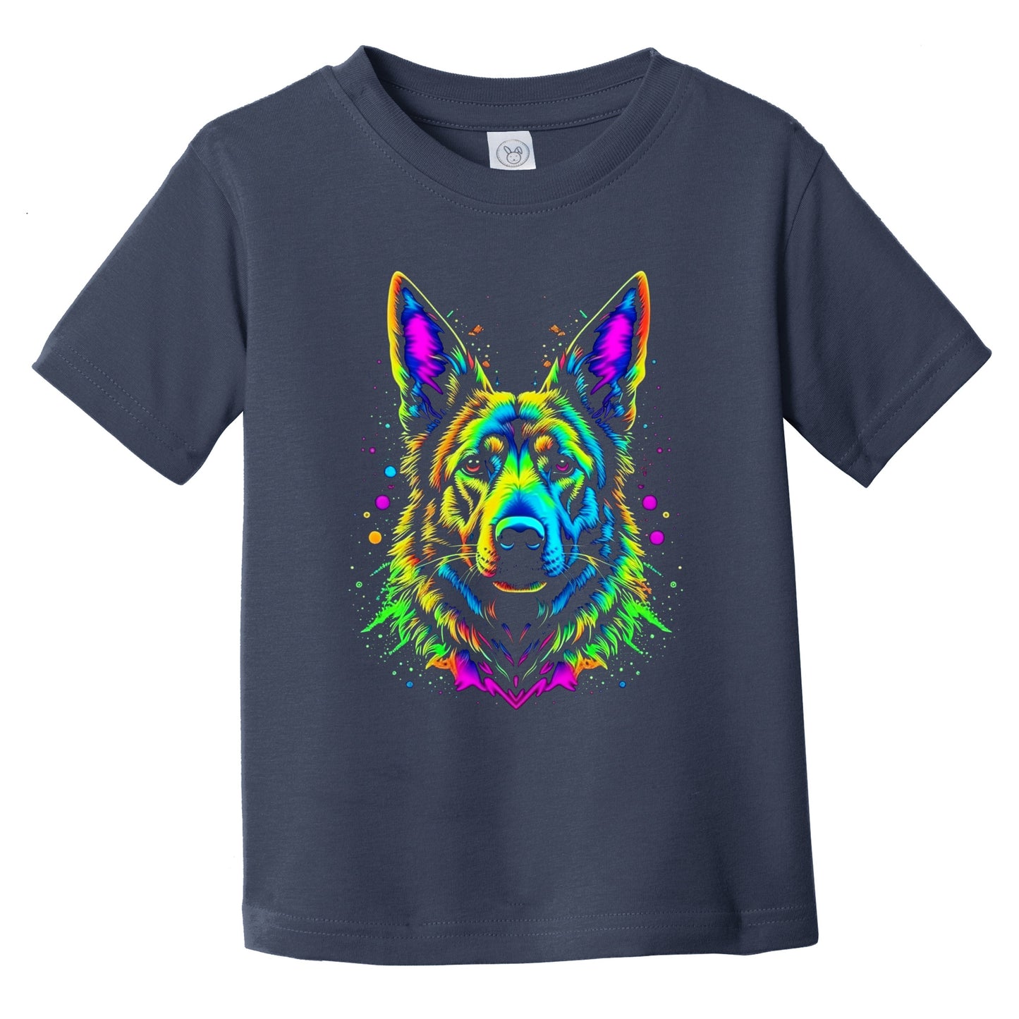 Colorful Bright German Shepherd Vibrant Psychedelic Dog Art Infant Toddler T-Shirt