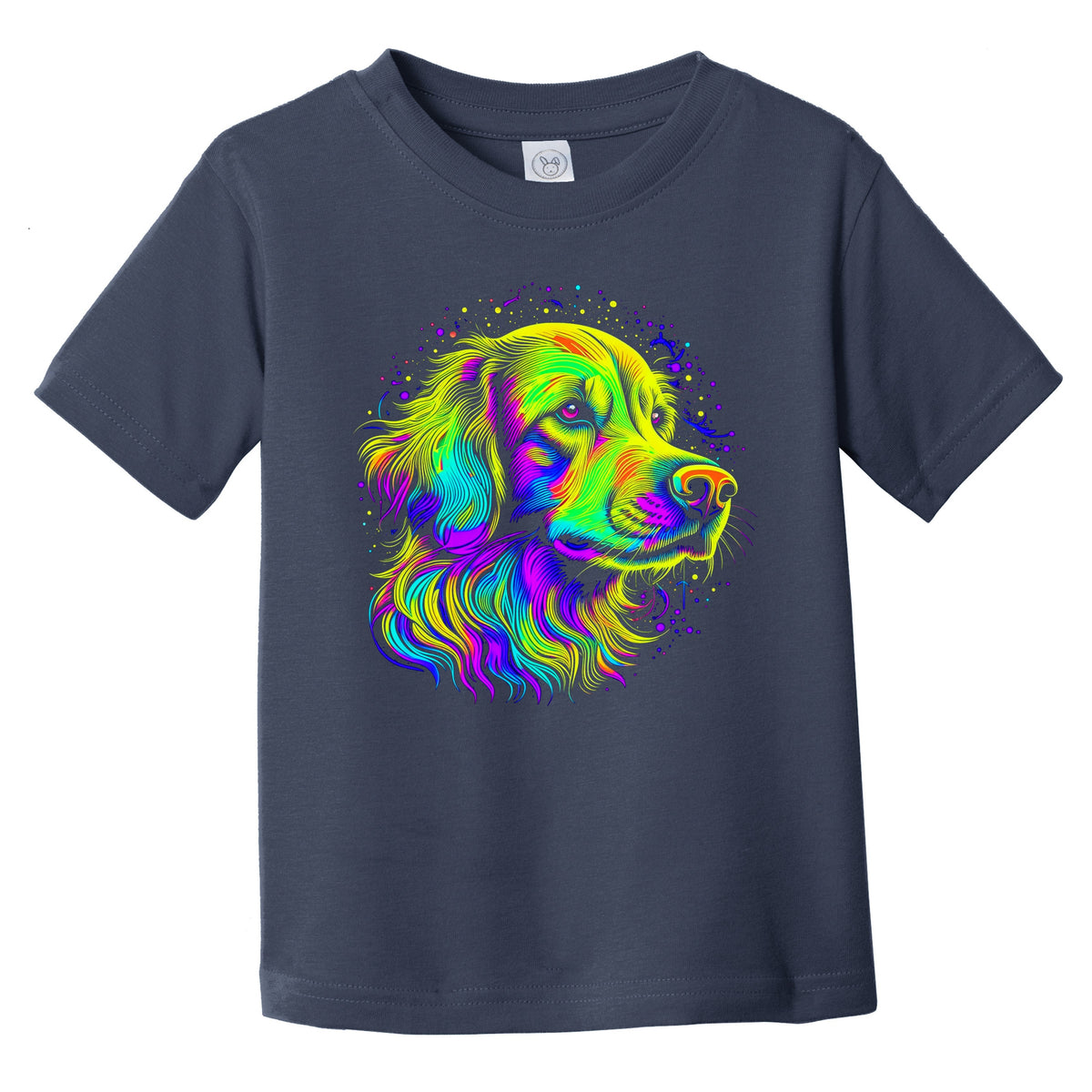 Colorful Bright Golden Retriever Vibrant Psychedelic Dog Art Infant Toddler T-Shirt