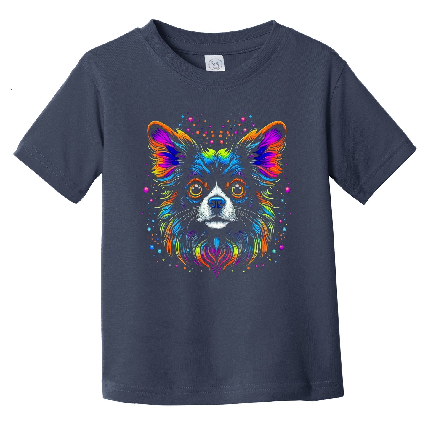 Colorful Bright Papillon Vibrant Psychedelic Dog Art Infant Toddler T-Shirt