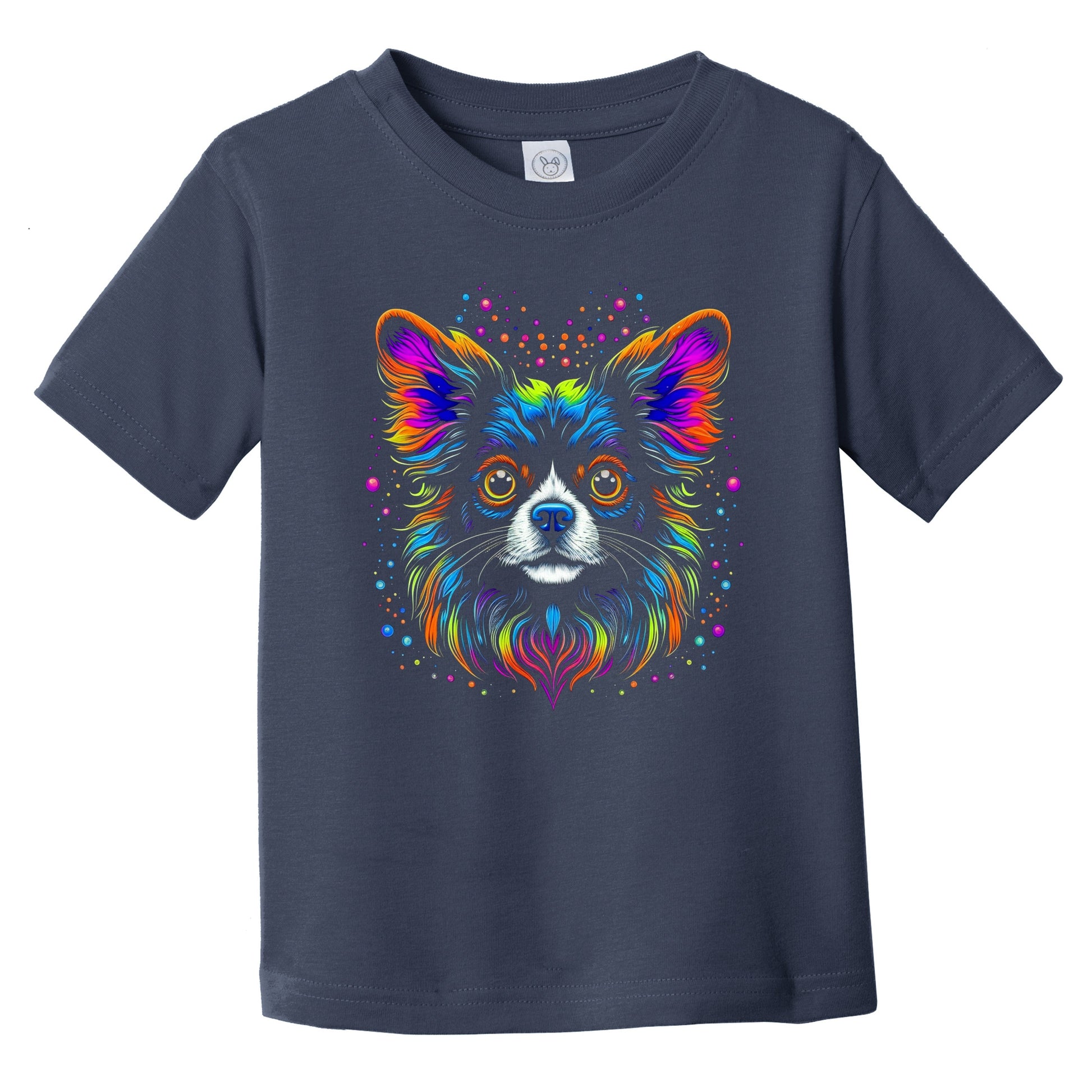 Colorful Bright Papillon Vibrant Psychedelic Dog Art Infant Toddler T-Shirt