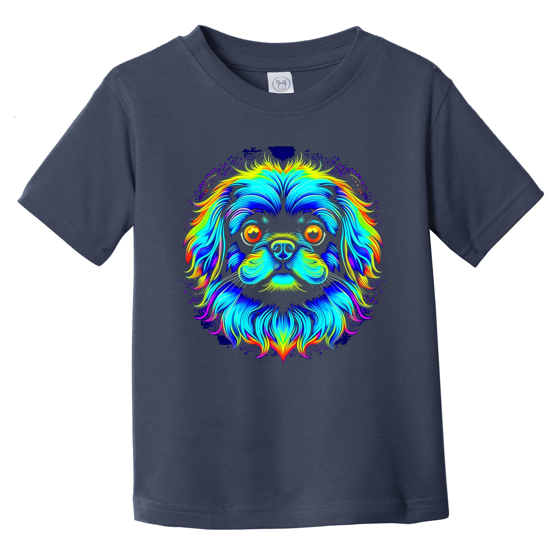Colorful Bright Pekingese Vibrant Psychedelic Dog Art Infant Toddler T-Shirt