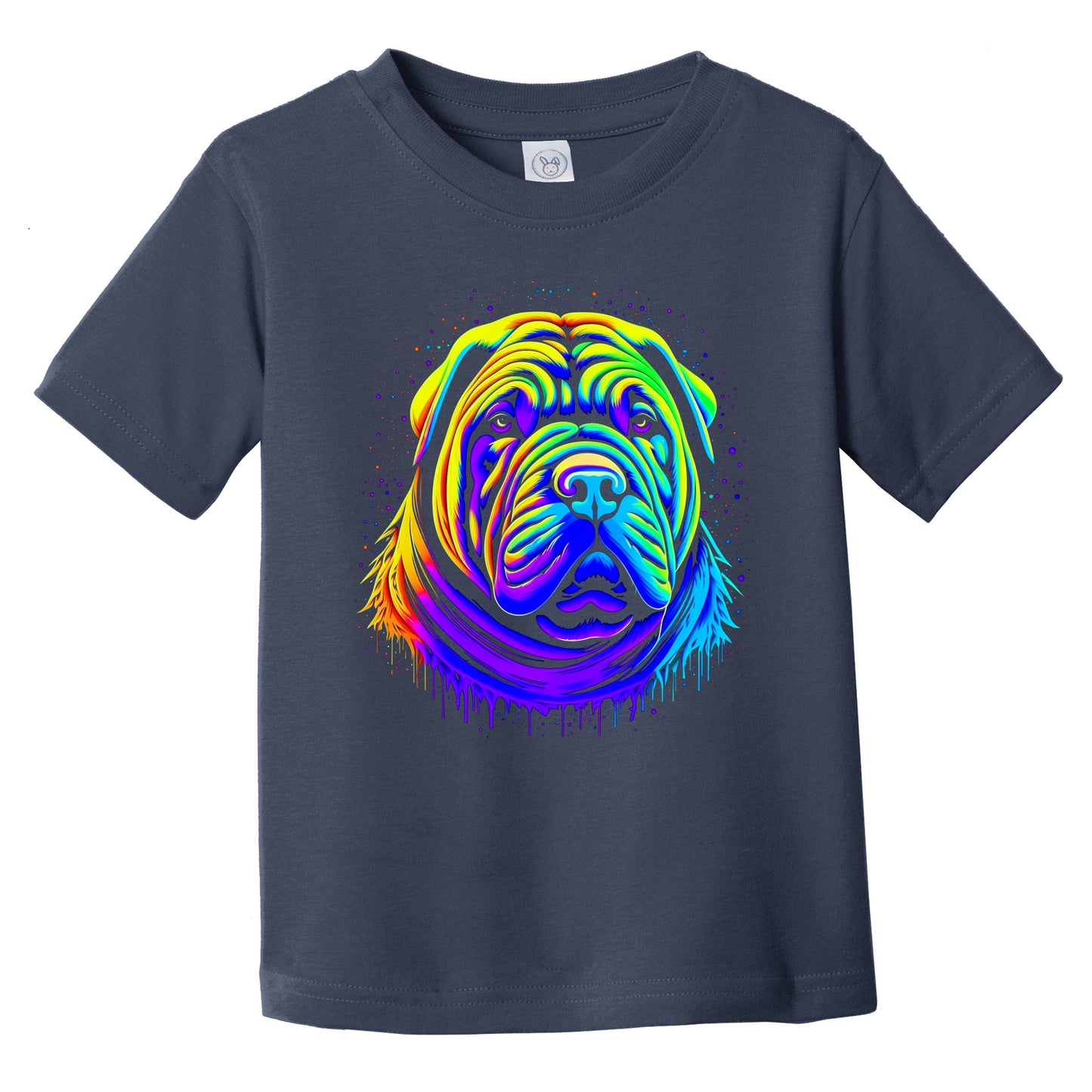 Colorful Bright Shar Pei Vibrant Psychedelic Dog Art Infant Toddler T-Shirt