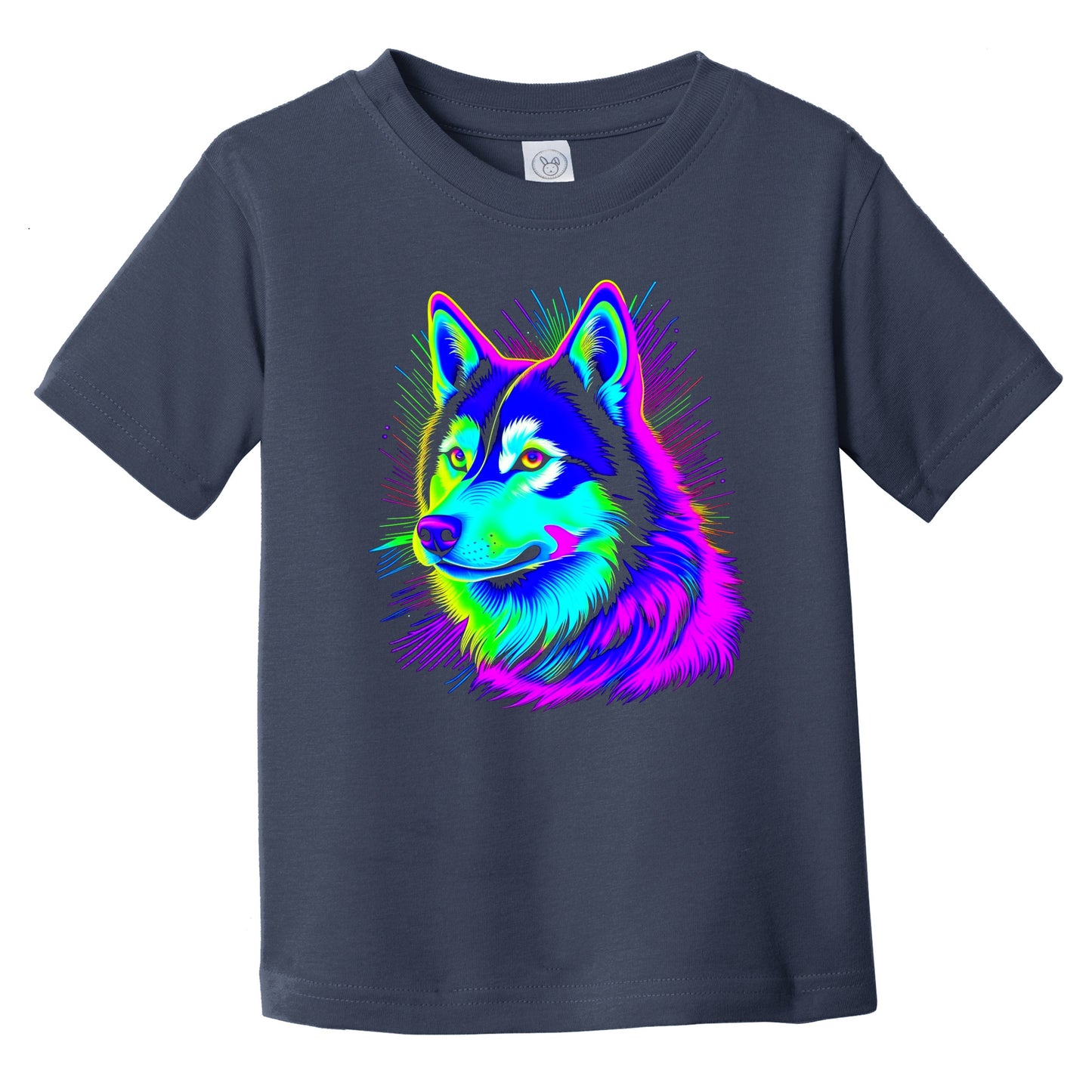 Colorful Bright Siberian Husky Vibrant Psychedelic Dog Art Infant Toddler T-Shirt