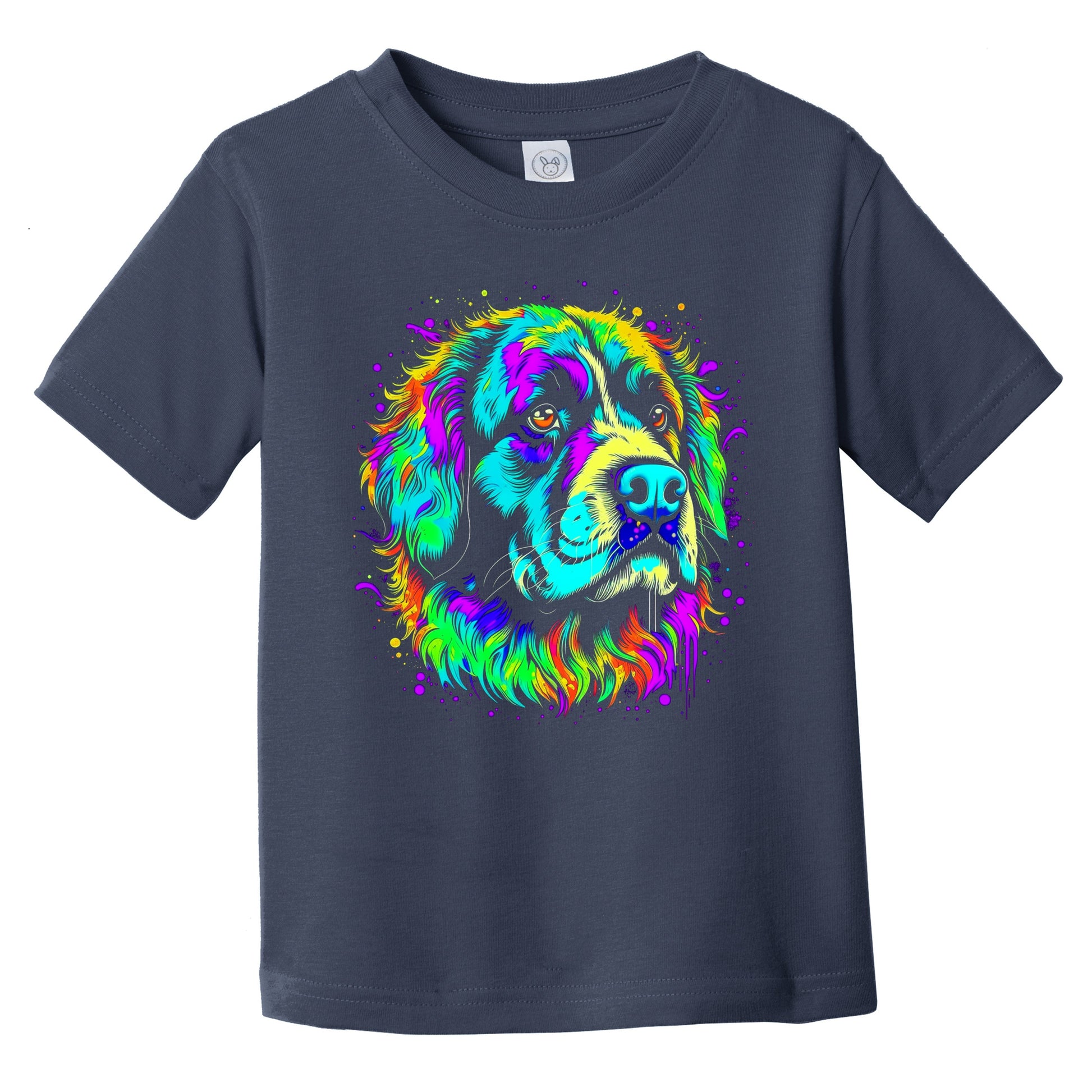 Colorful Bright St. Bernard Vibrant Psychedelic Dog Art Infant Toddler T-Shirt