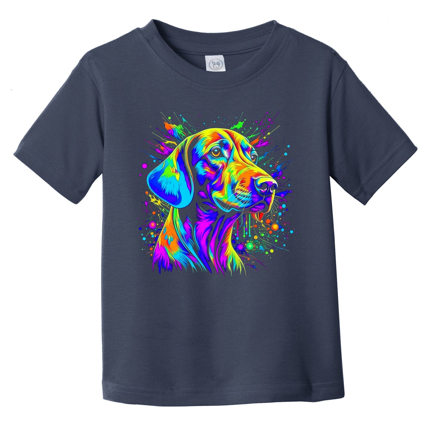 Colorful Bright Vizsla Vibrant Psychedelic Dog Art Infant Toddler T-Shirt