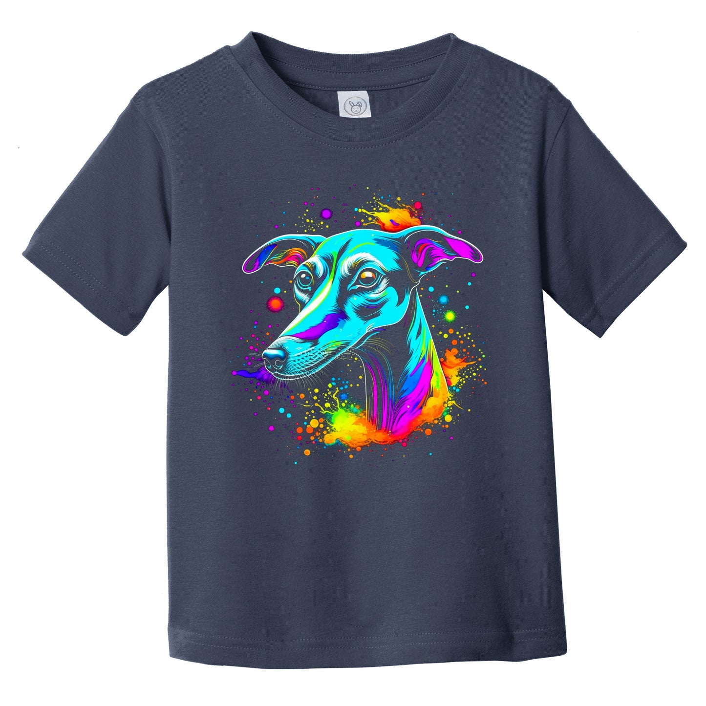 Colorful Bright Whippet Vibrant Psychedelic Dog Art Infant Toddler T-Shirt