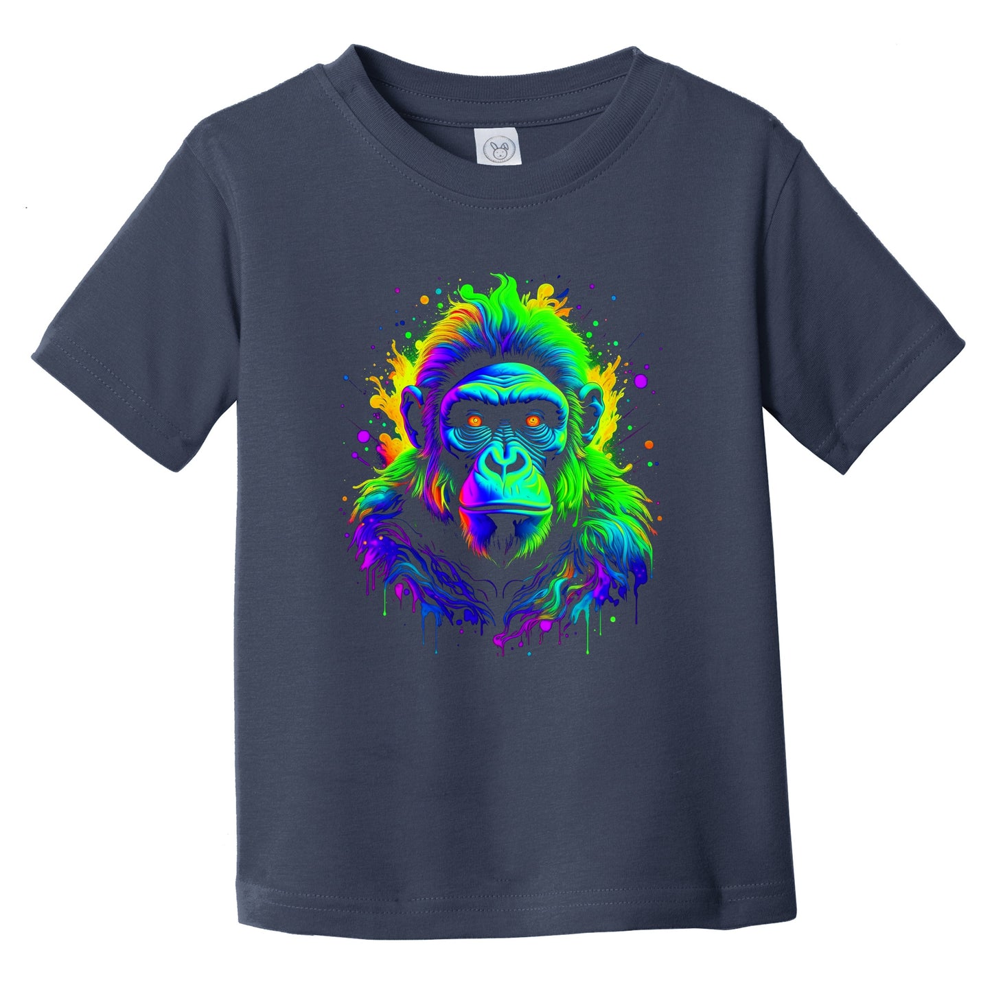 Colorful Bright Bonobo Vibrant Psychedelic Monkey Animal Art Infant Toddler T-Shirt