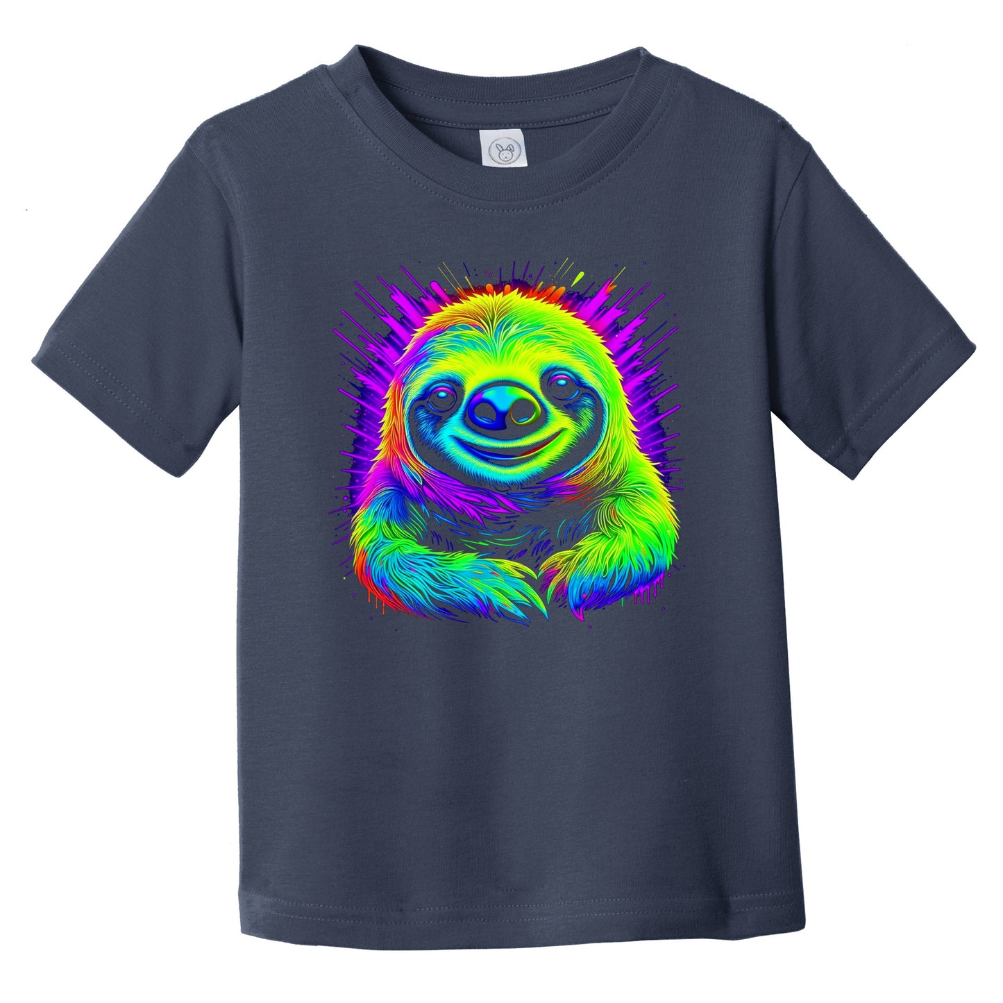 Colorful Bright Sloth Vibrant Psychedelic Animal Art Infant Toddler T-Shirt