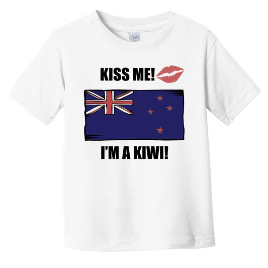 Kiss Me I'm A Kiwi Cute New Zealand Flag Infant Toddler T-Shirt