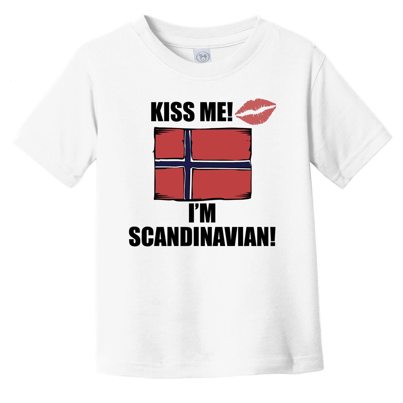 Kiss Me I'm Scandinavian Cute Scandinavia Flag Infant Toddler T-Shirt