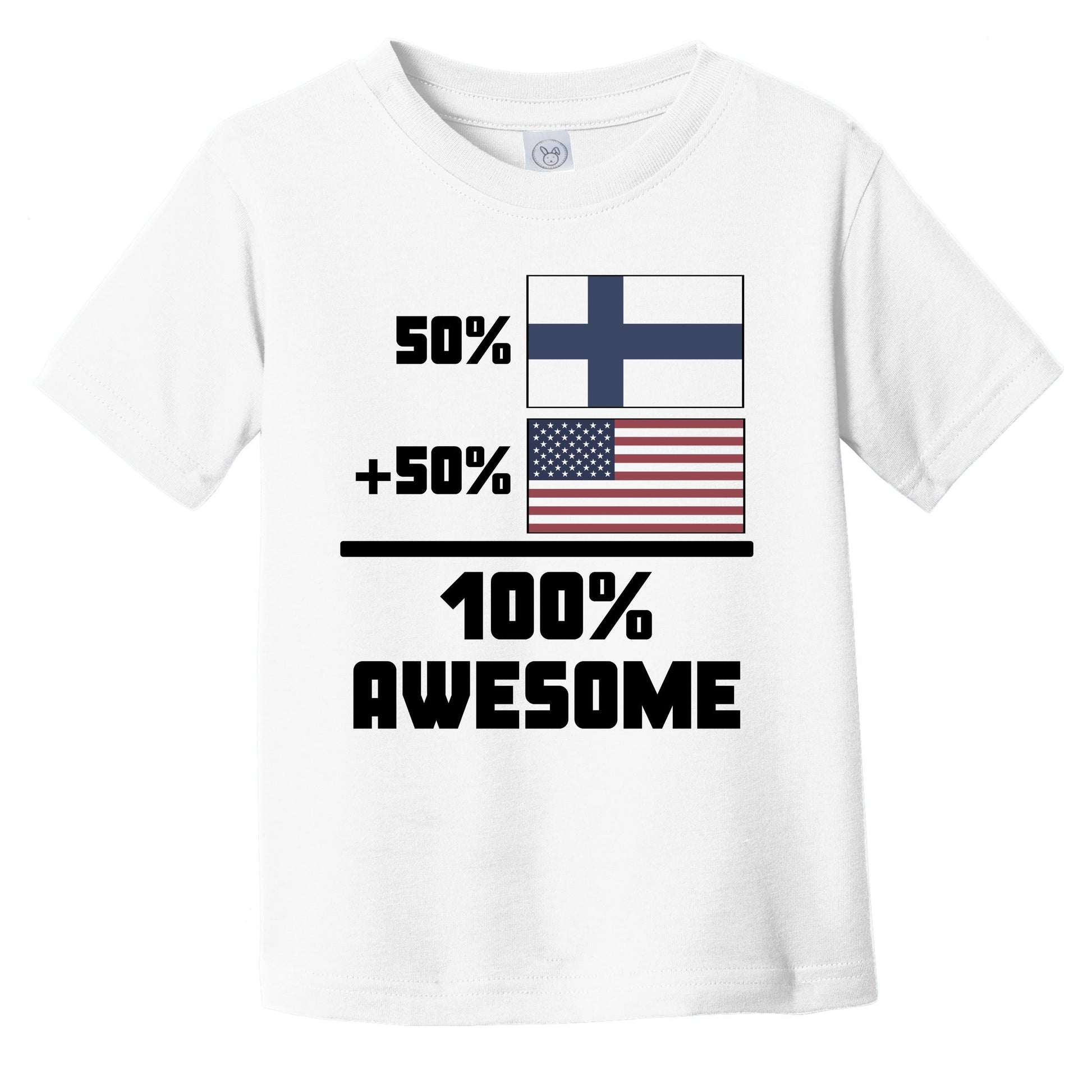 50% Finnish 50% American 100% Awesome Funny Flag Infant Toddler T-Shirt