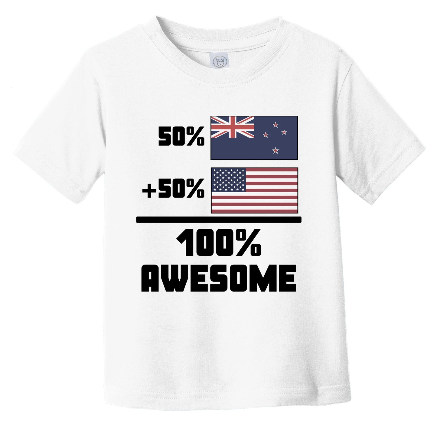 50% New Zealand 50% American 100% Awesome Funny Flag Infant Toddler T-Shirt