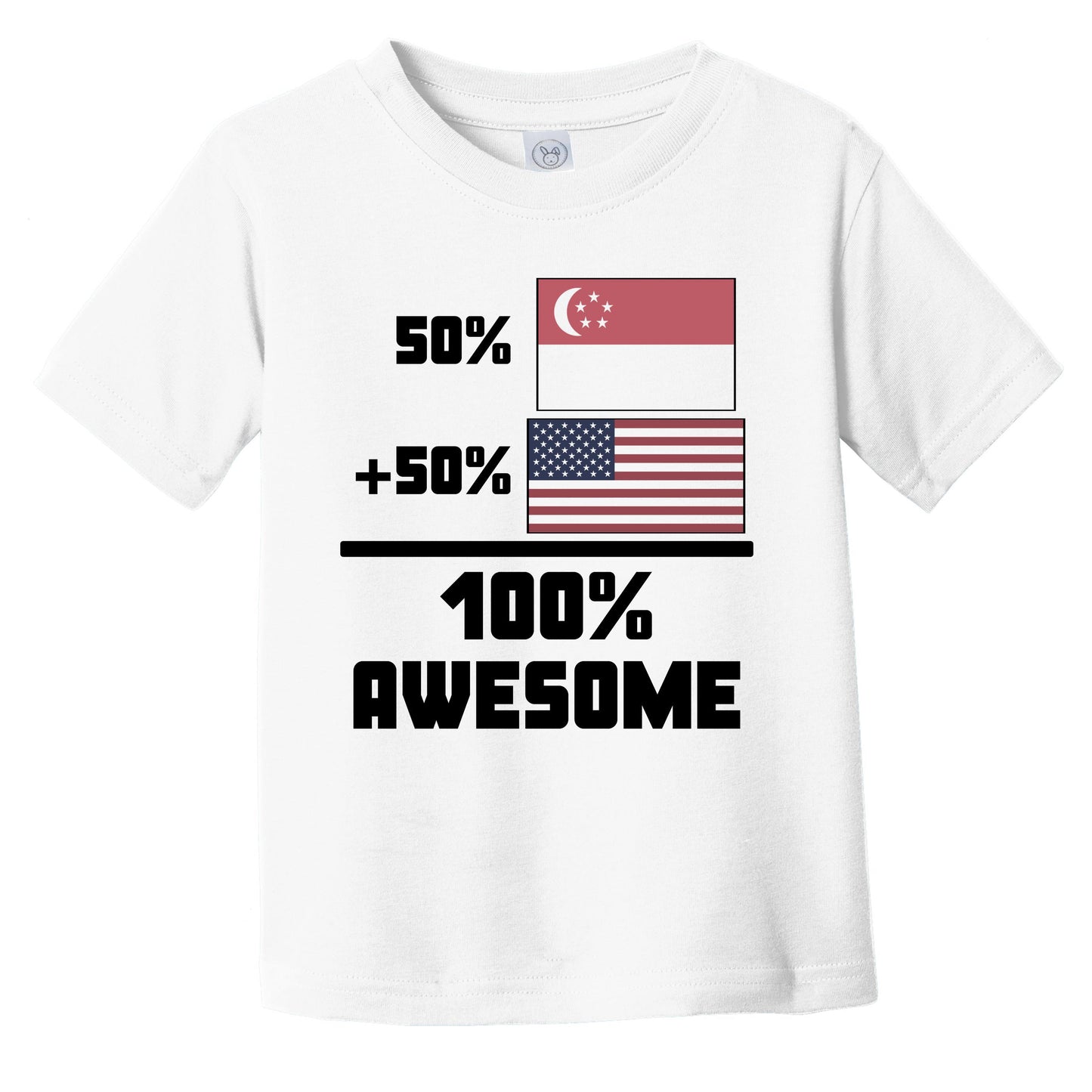 50% Singaporean 50% American 100% Awesome Funny Flag Infant Toddler T-Shirt