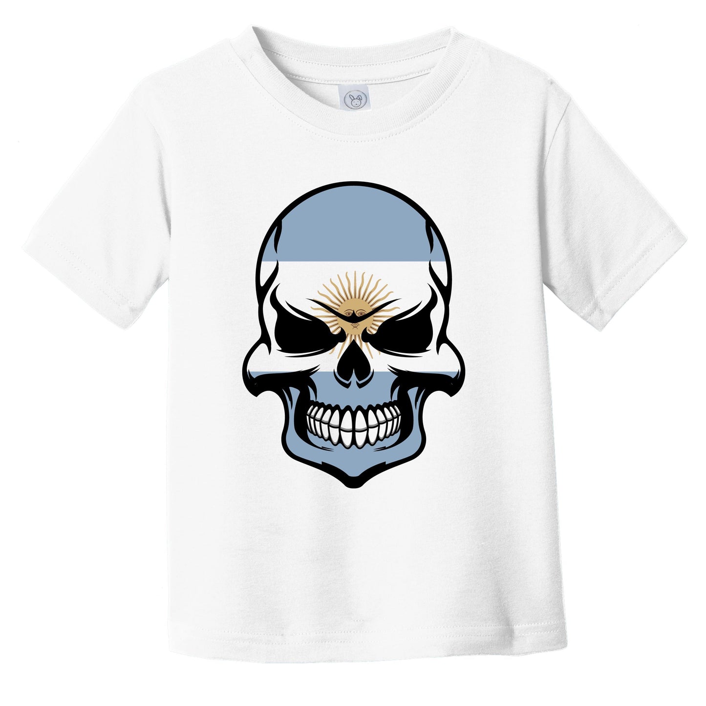 Argentinian Flag Skull Cool Argentina Skull Infant Toddler T-Shirt