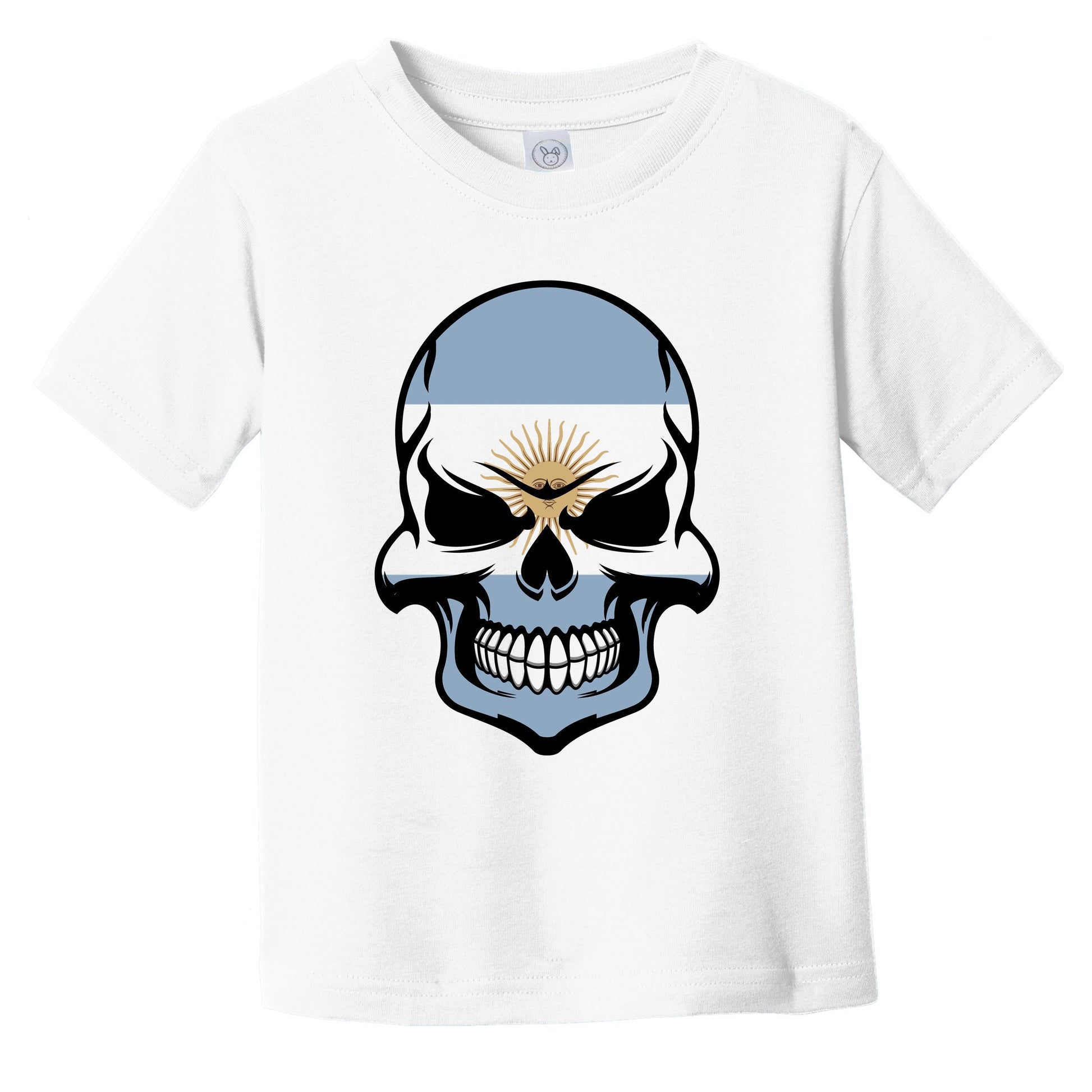 Argentinian Flag Skull Cool Argentina Skull Infant Toddler T-Shirt