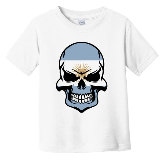 Argentinian Flag Skull Cool Argentina Skull Infant Toddler T-Shirt