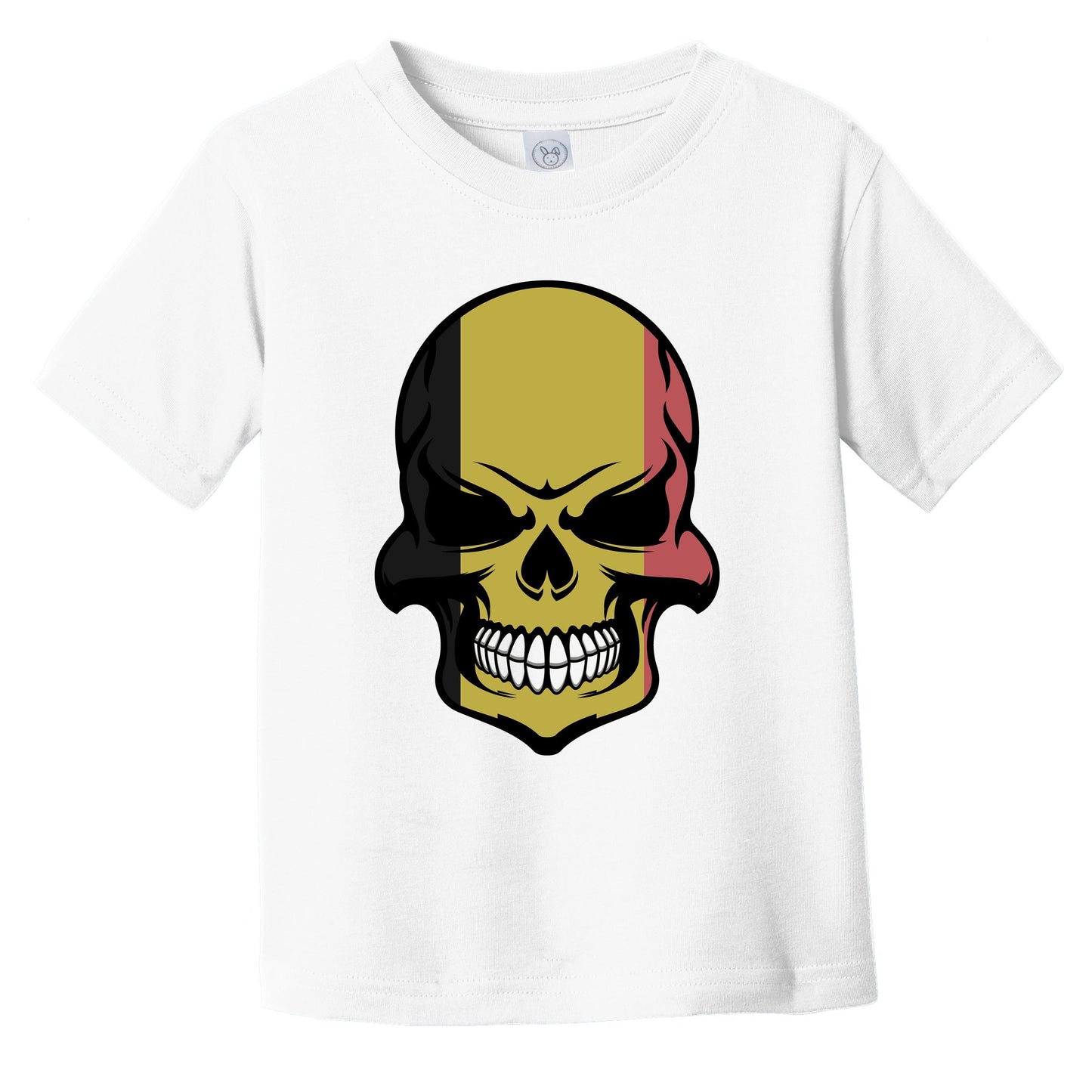 Belgian Flag Skull Cool Belgium Skull Infant Toddler T-Shirt