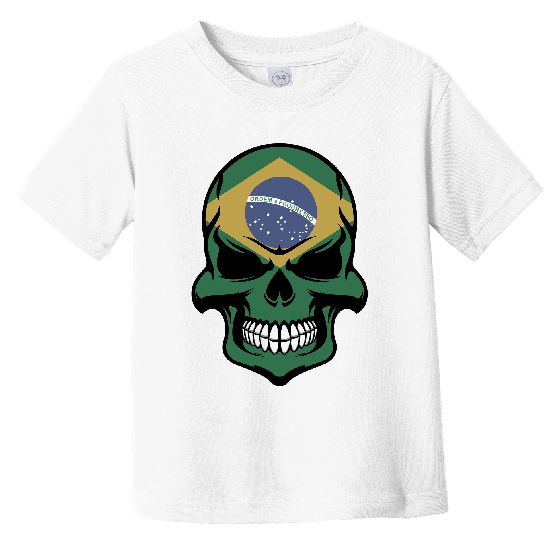Brazilian Flag Skull Cool Brazil Skull Infant Toddler T-Shirt