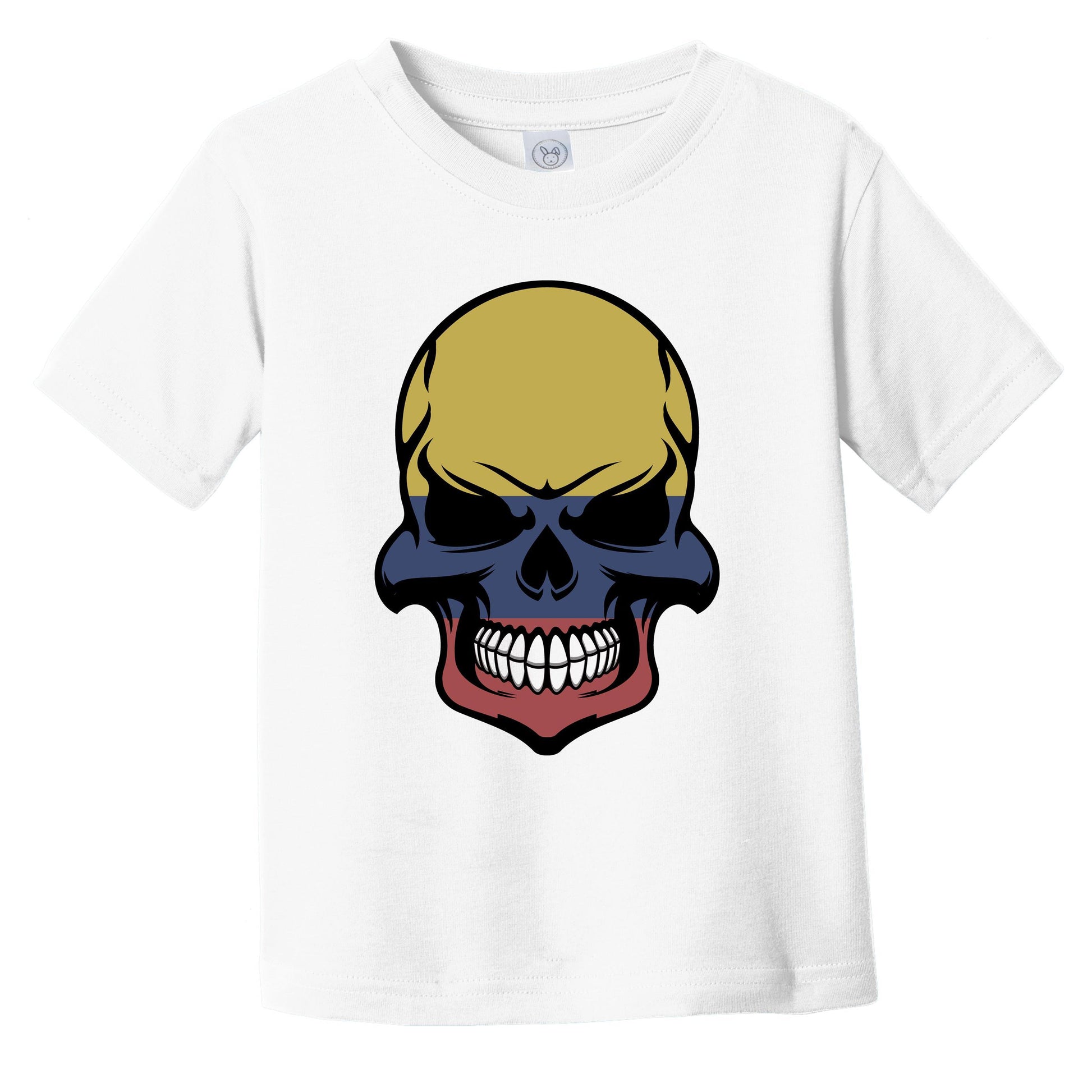 Colombian Flag Skull Cool Colombia Skull Infant Toddler T-Shirt