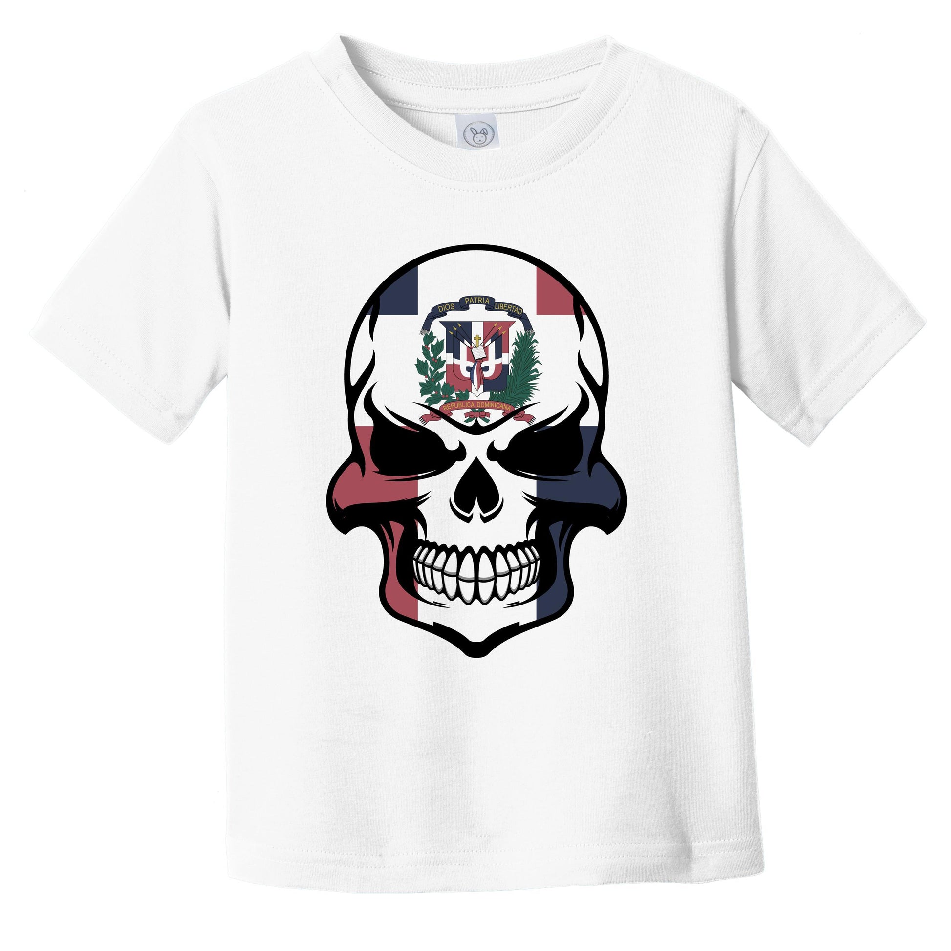Dominican Flag Skull Cool Dominican Republic Skull Infant Toddler T-Shirt