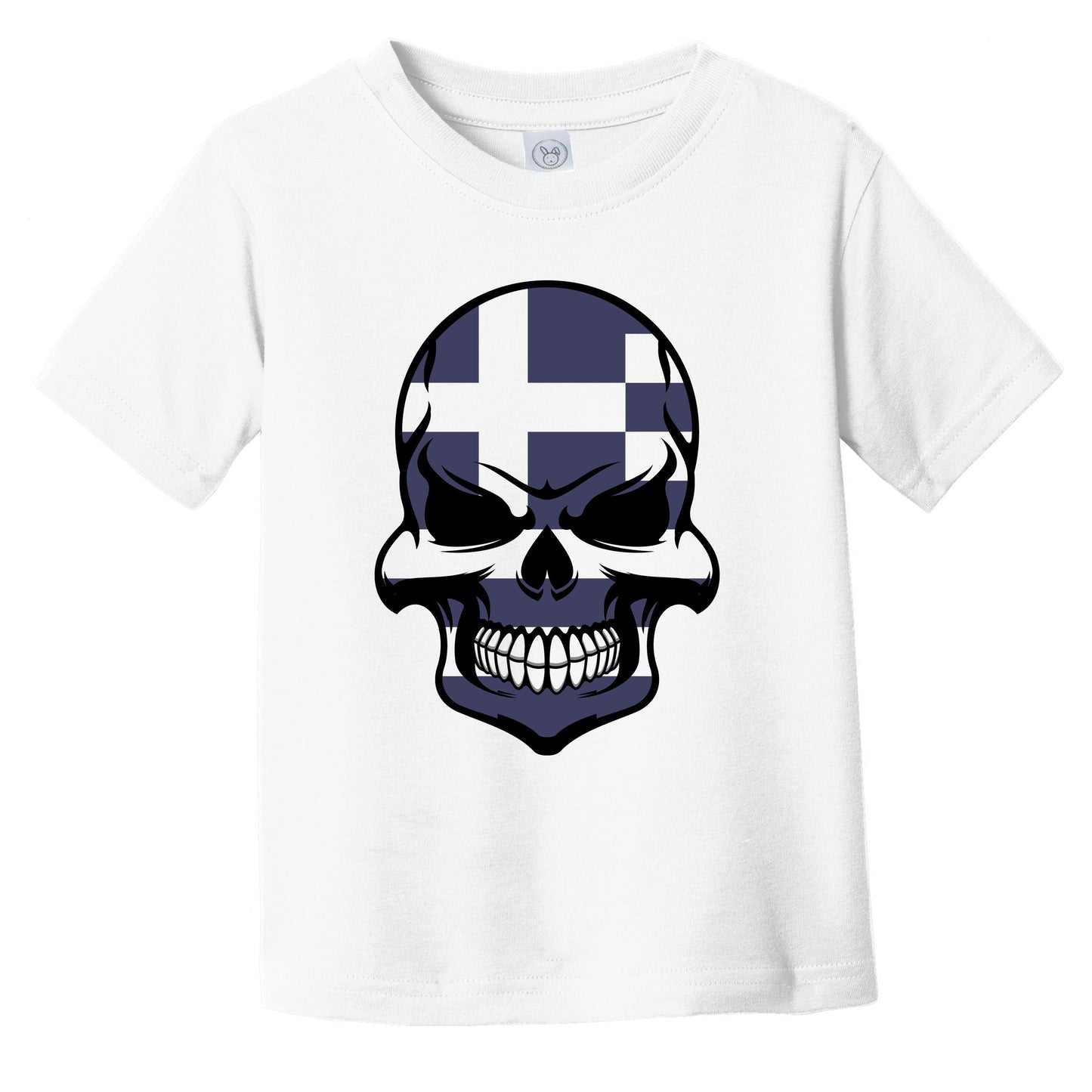 Greek Flag Skull Cool Greece Skull Infant Toddler T-Shirt