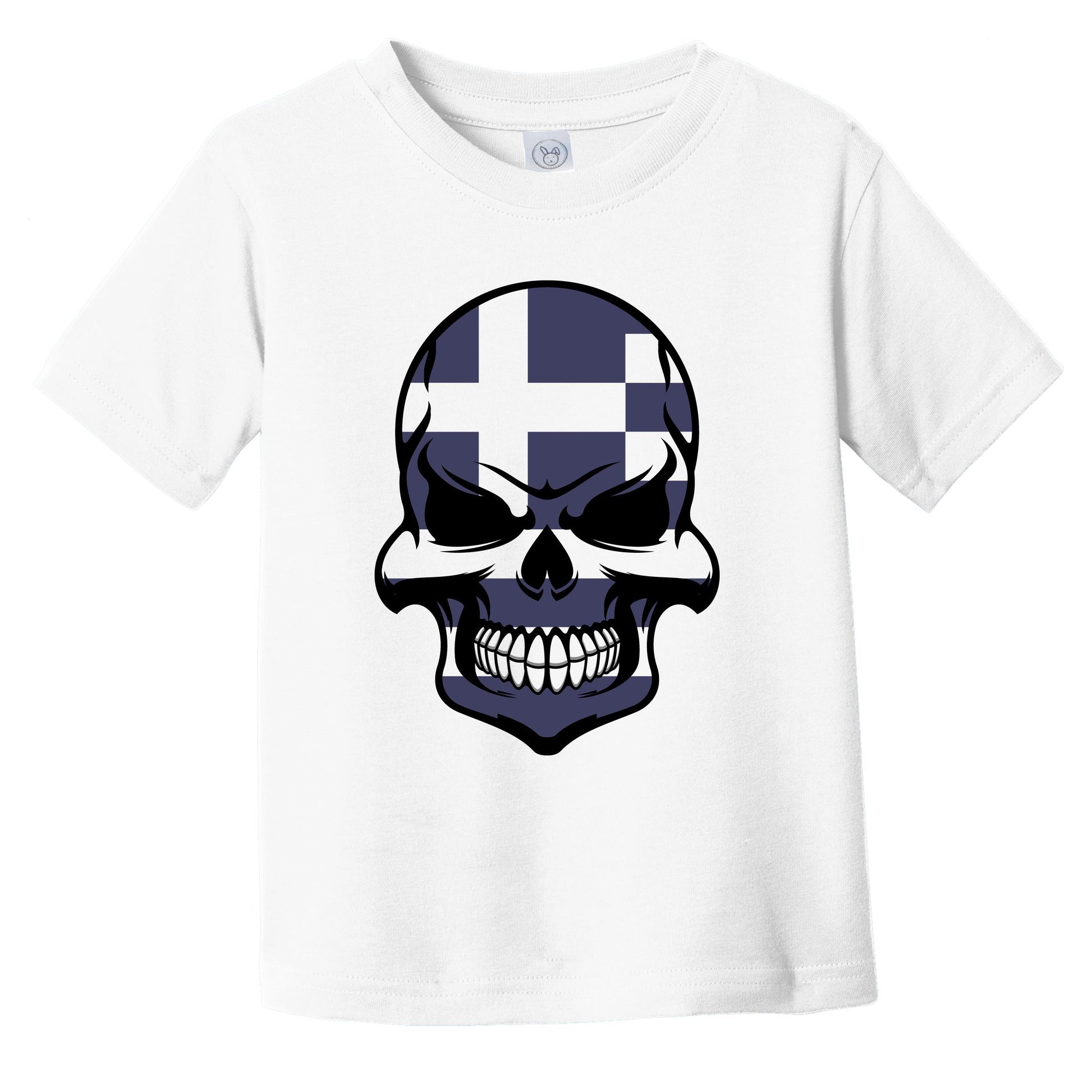 Greek Flag Skull Cool Greece Skull Infant Toddler T-Shirt
