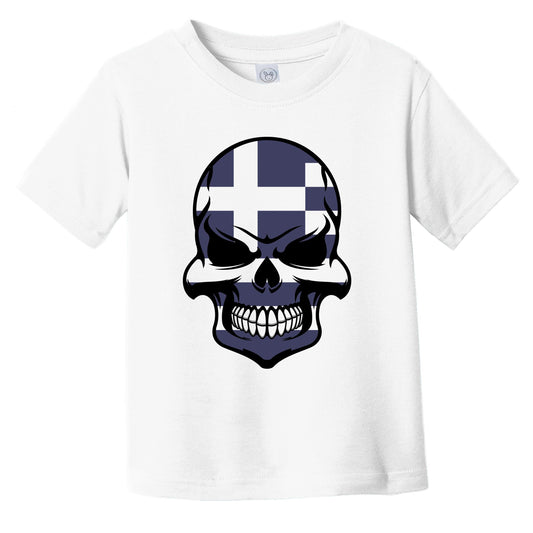 Greek Flag Skull Cool Greece Skull Infant Toddler T-Shirt