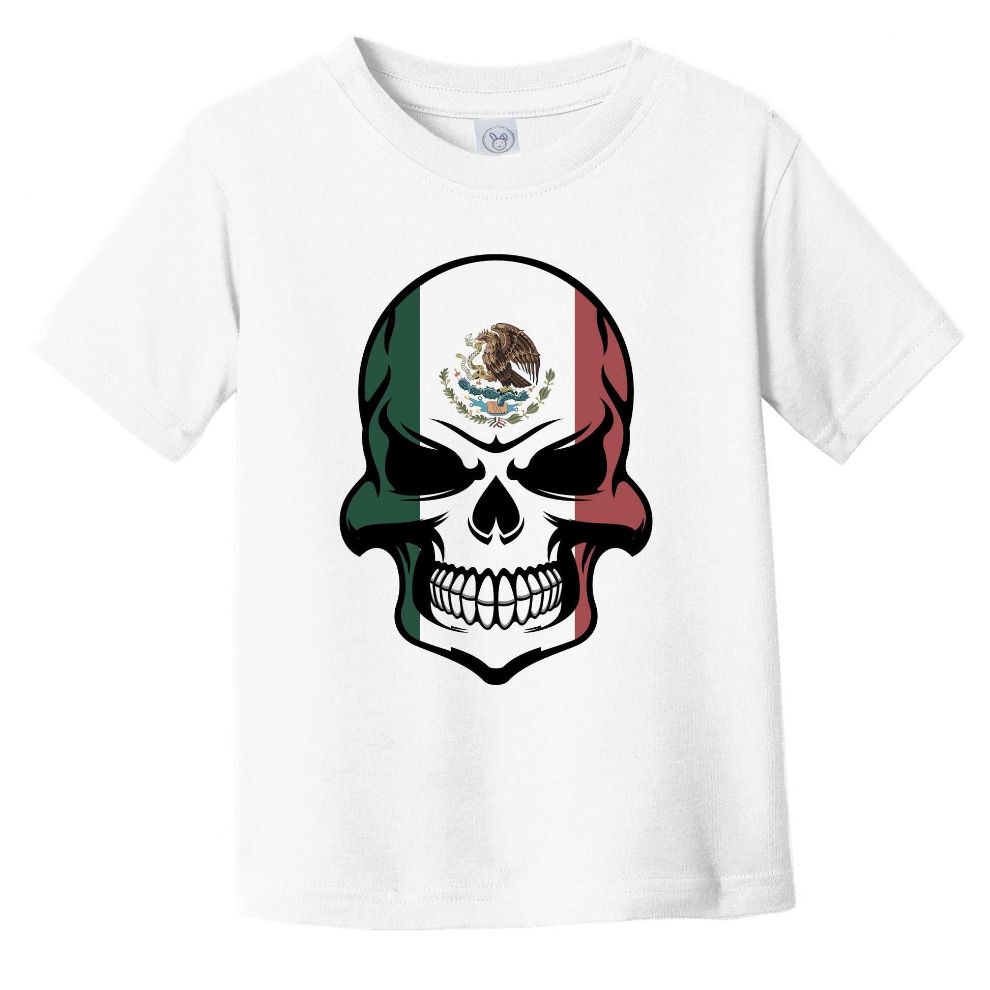 Mexican Flag Skull Cool Day Of The Dead Skull Infant Toddler T-Shirt