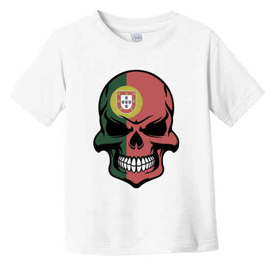 Portuguese Flag Skull Cool Portugal Skull Infant Toddler T-Shirt