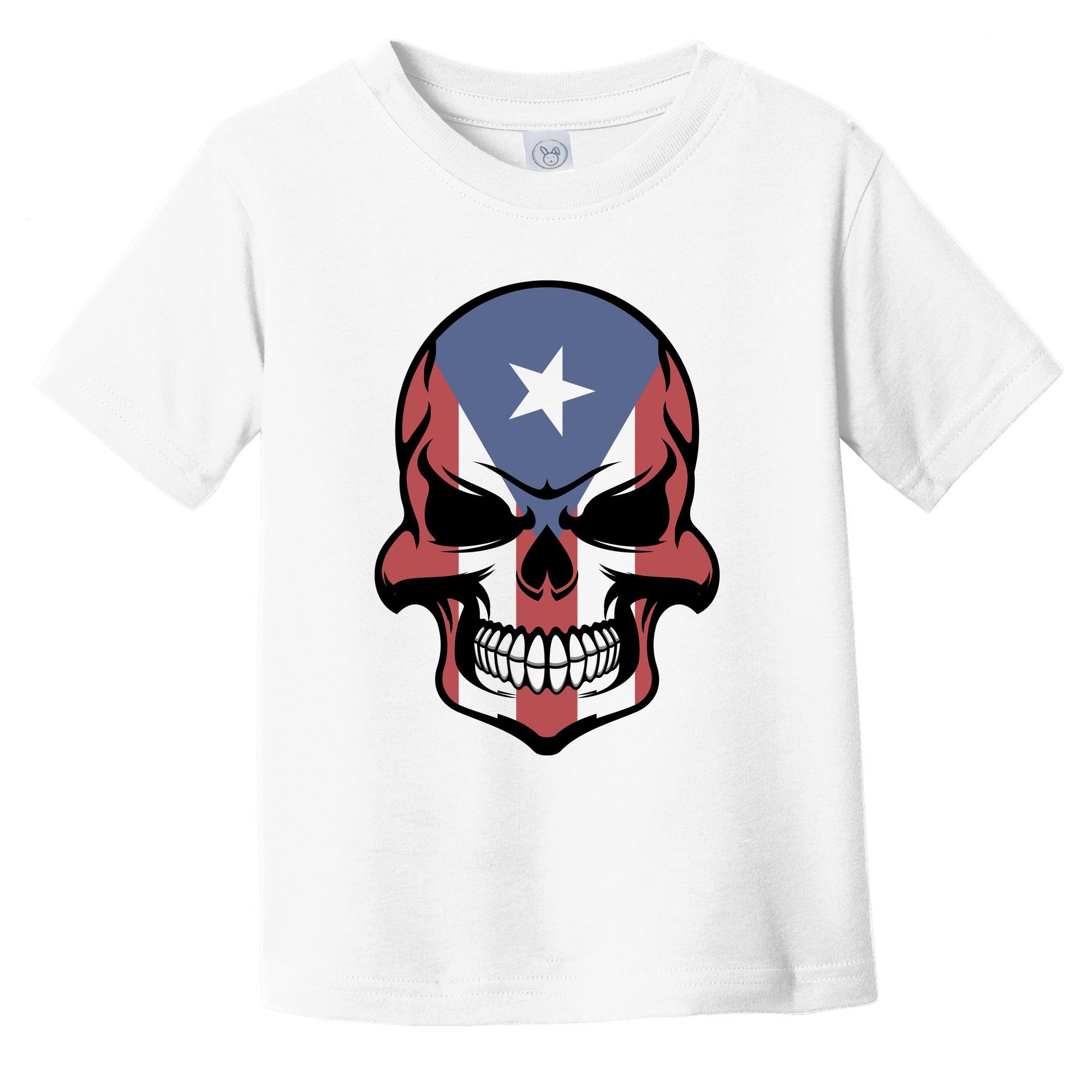 Puerto Rican Flag Skull Cool Puerto Rico Skull Infant Toddler T-Shirt