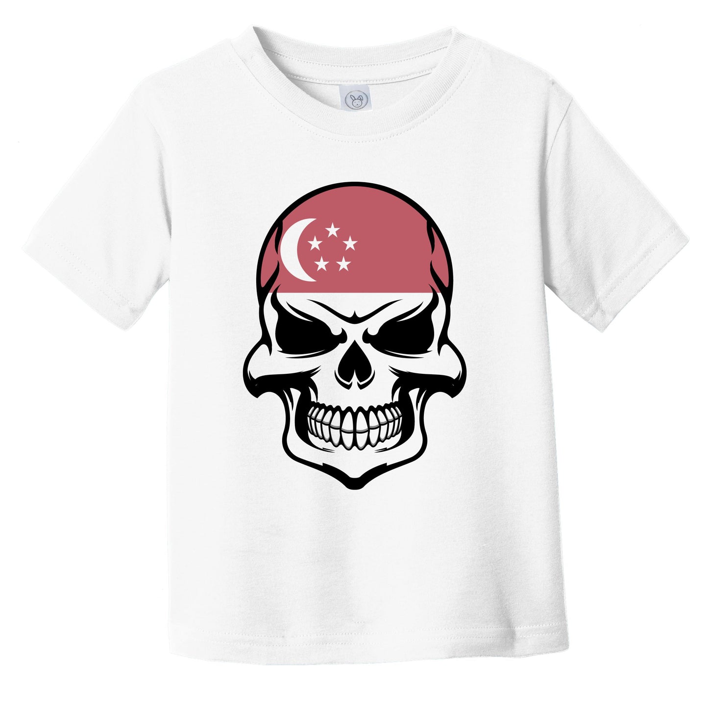 Singaporean Flag Skull Cool Singapore Skull Infant Toddler T-Shirt