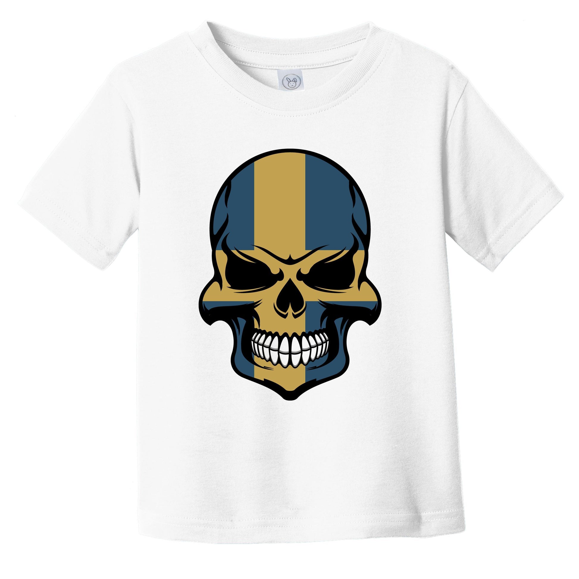 Swedish Flag Skull Cool Sweden Skull Infant Toddler T-Shirt