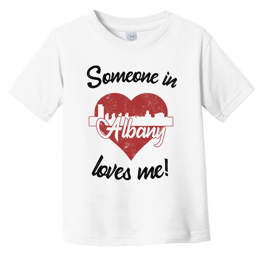 Someone In Albany Loves Me Red Heart Skyline Infant Toddler T-Shirt
