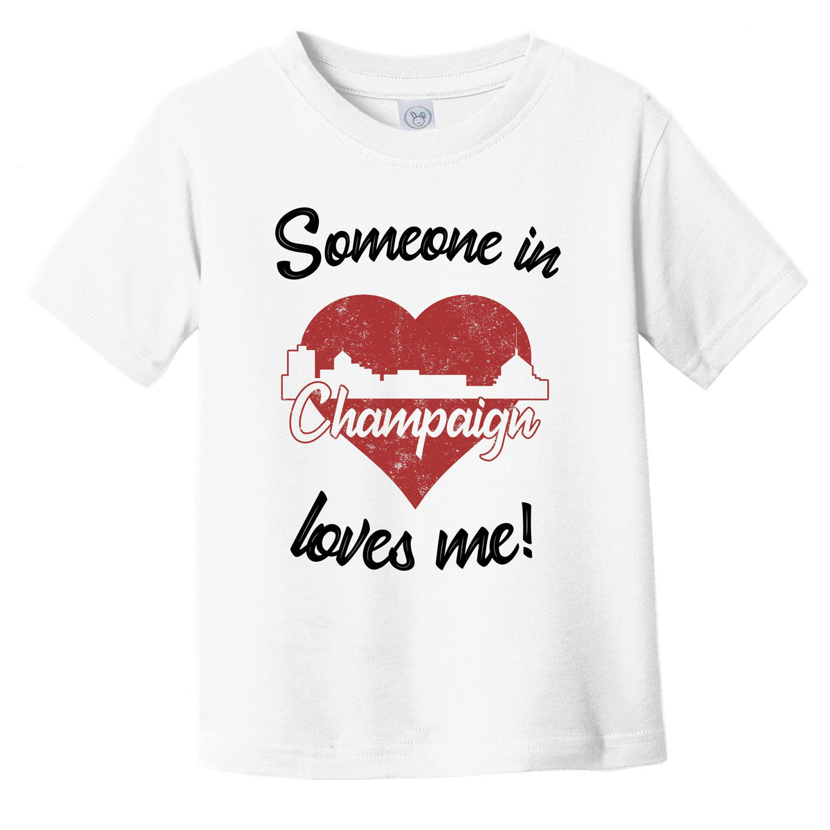 Someone In Champaign Loves Me Red Heart Skyline Infant Toddler T-Shirt
