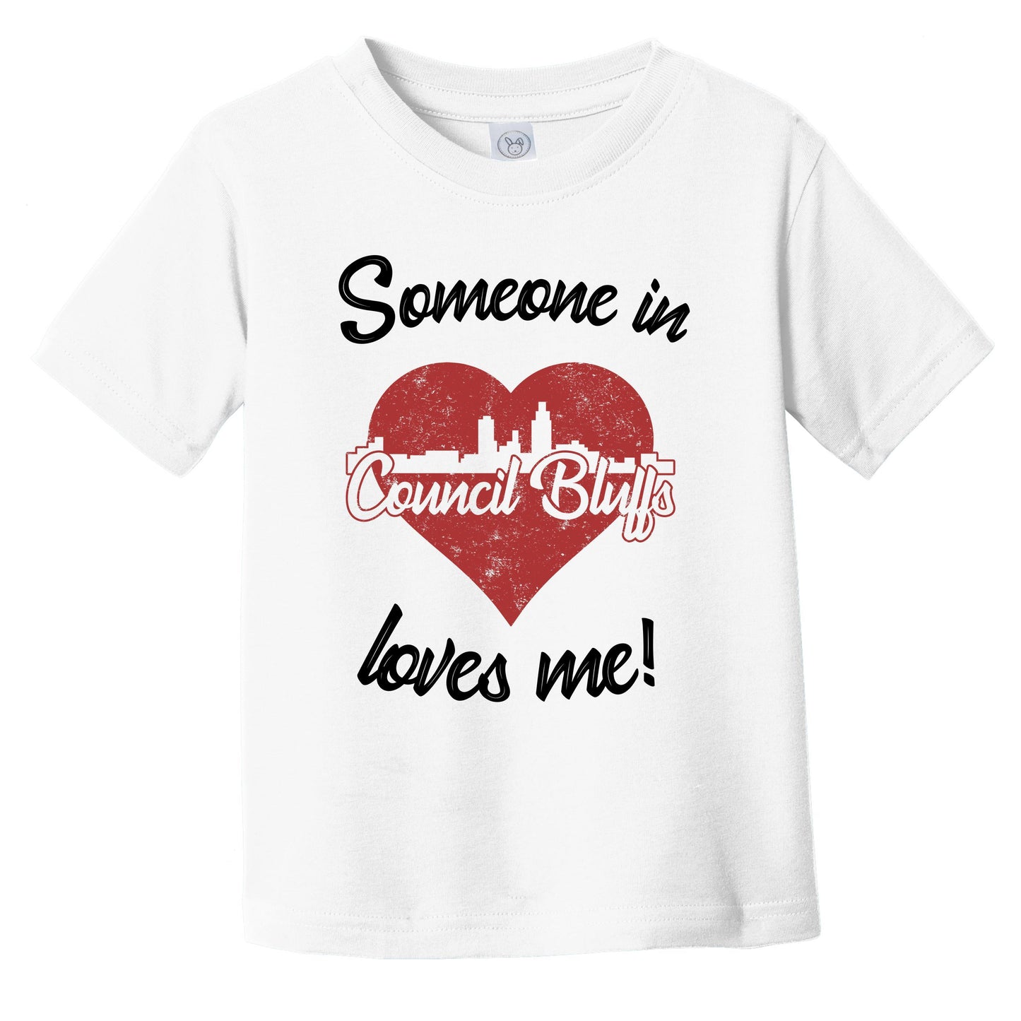 Someone In Council Bluffs Loves Me Red Heart Skyline Infant Toddler T-Shirt