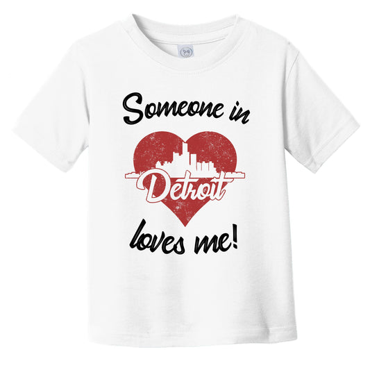 Someone In Detroit Loves Me Red Heart Skyline Infant Toddler T-Shirt
