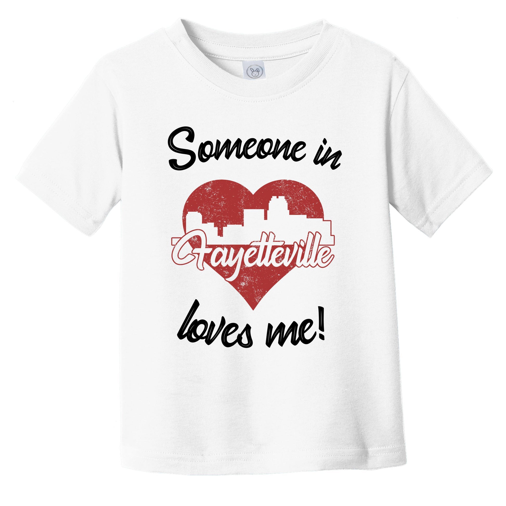 Someone In Fayetteville Loves Me Red Heart Skyline Infant Toddler T-Shirt