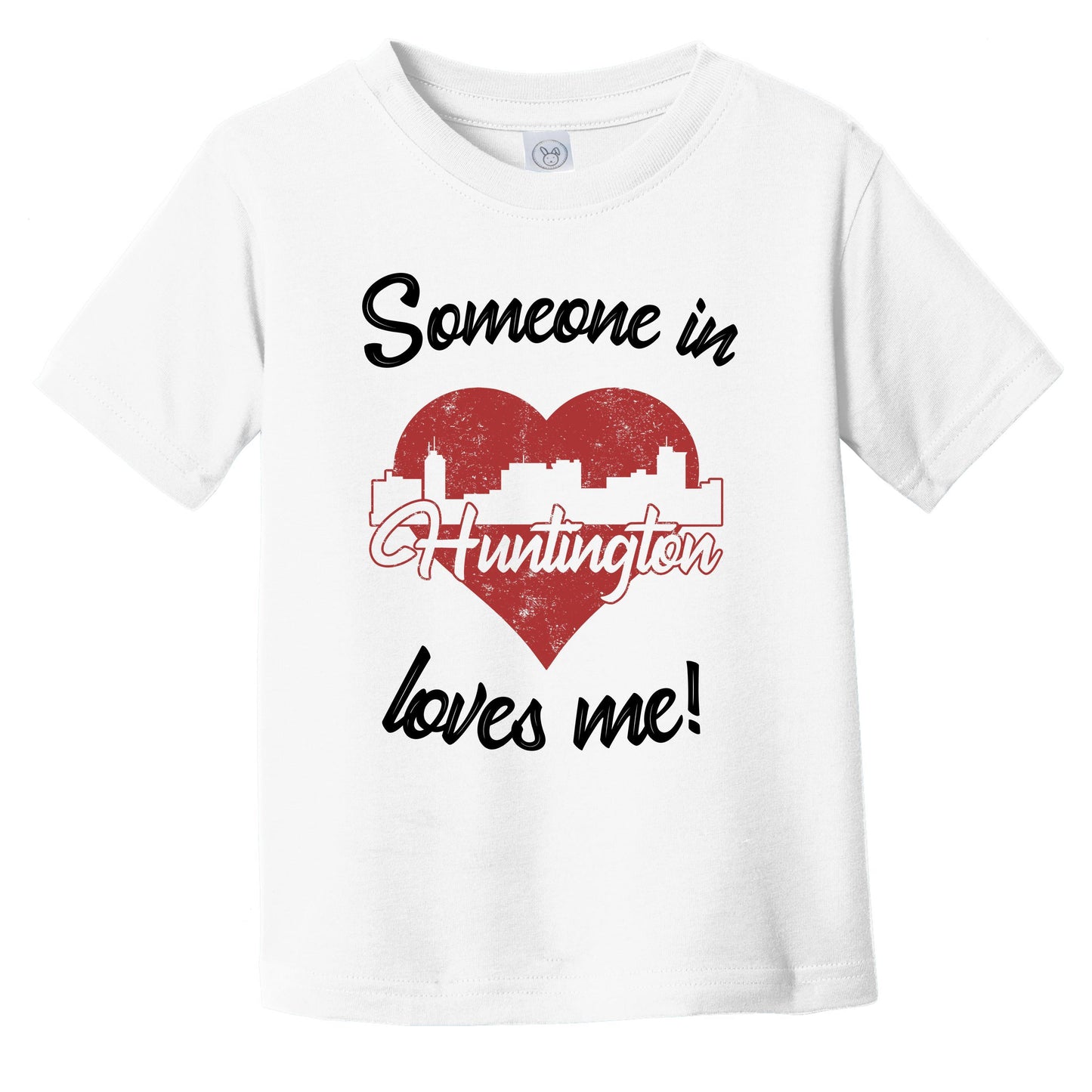 Someone In Huntington Loves Me Red Heart Skyline Infant Toddler T-Shirt