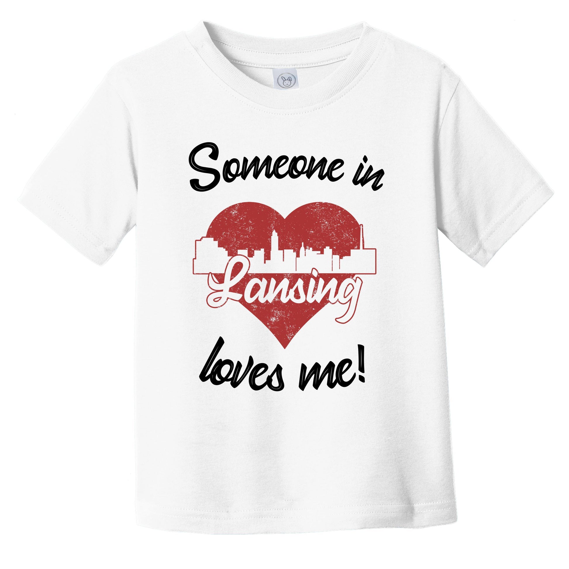 Someone In Lansing Loves Me Red Heart Skyline Infant Toddler T-Shirt