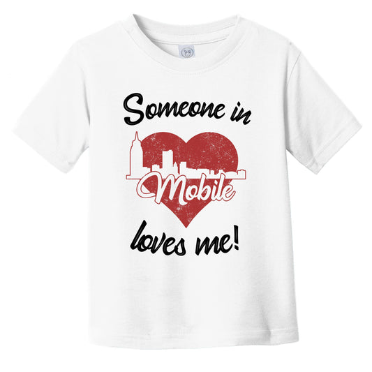 Someone In Mobile Loves Me Red Heart Skyline Infant Toddler T-Shirt