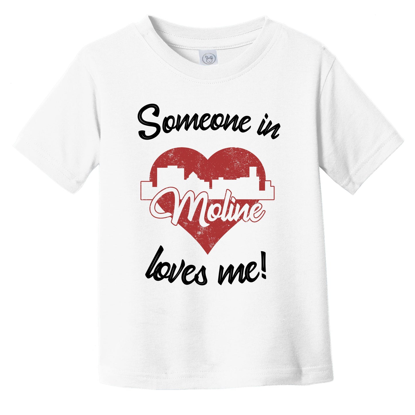 Someone In Moline Loves Me Red Heart Skyline Infant Toddler T-Shirt