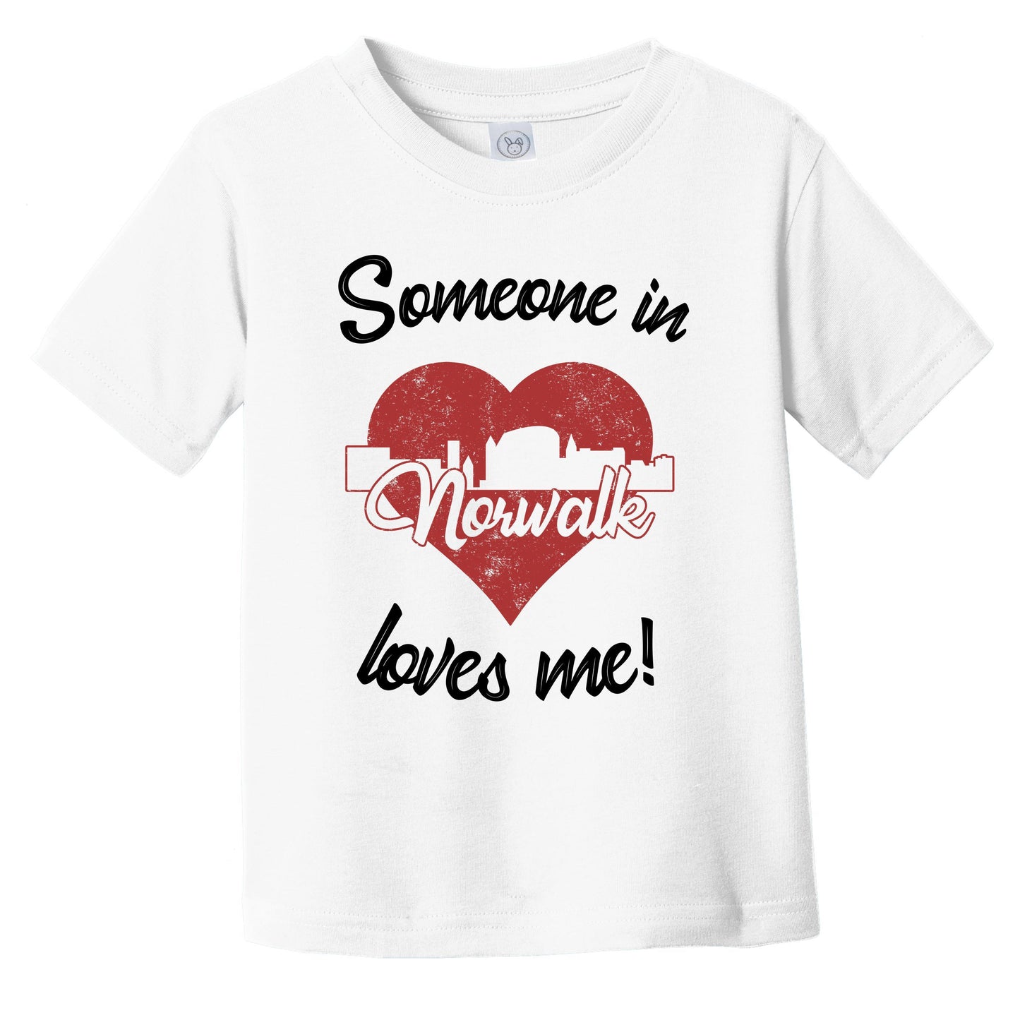 Someone In Norwalk Loves Me Red Heart Skyline Infant Toddler T-Shirt