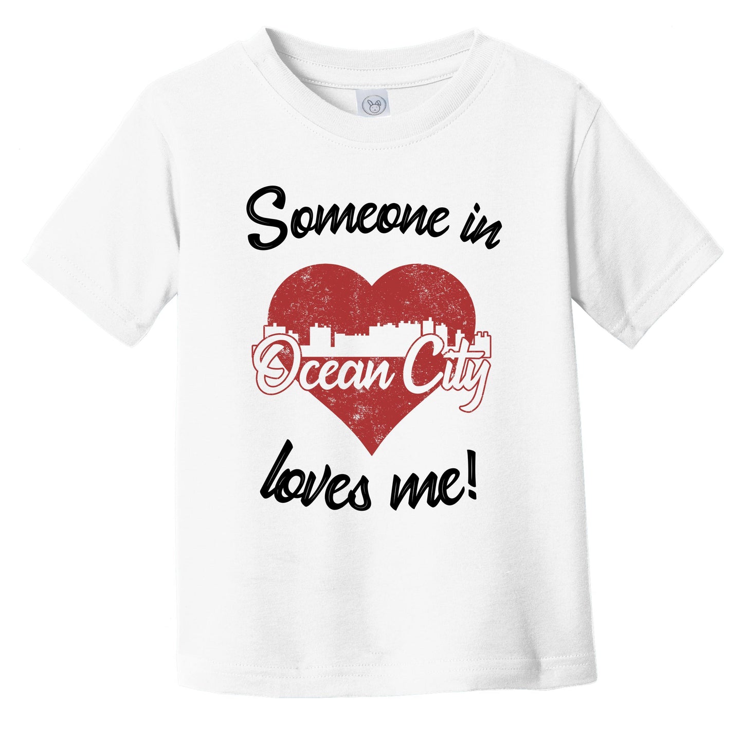 Someone In Ocean City Loves Me Red Heart Skyline Infant Toddler T-Shirt