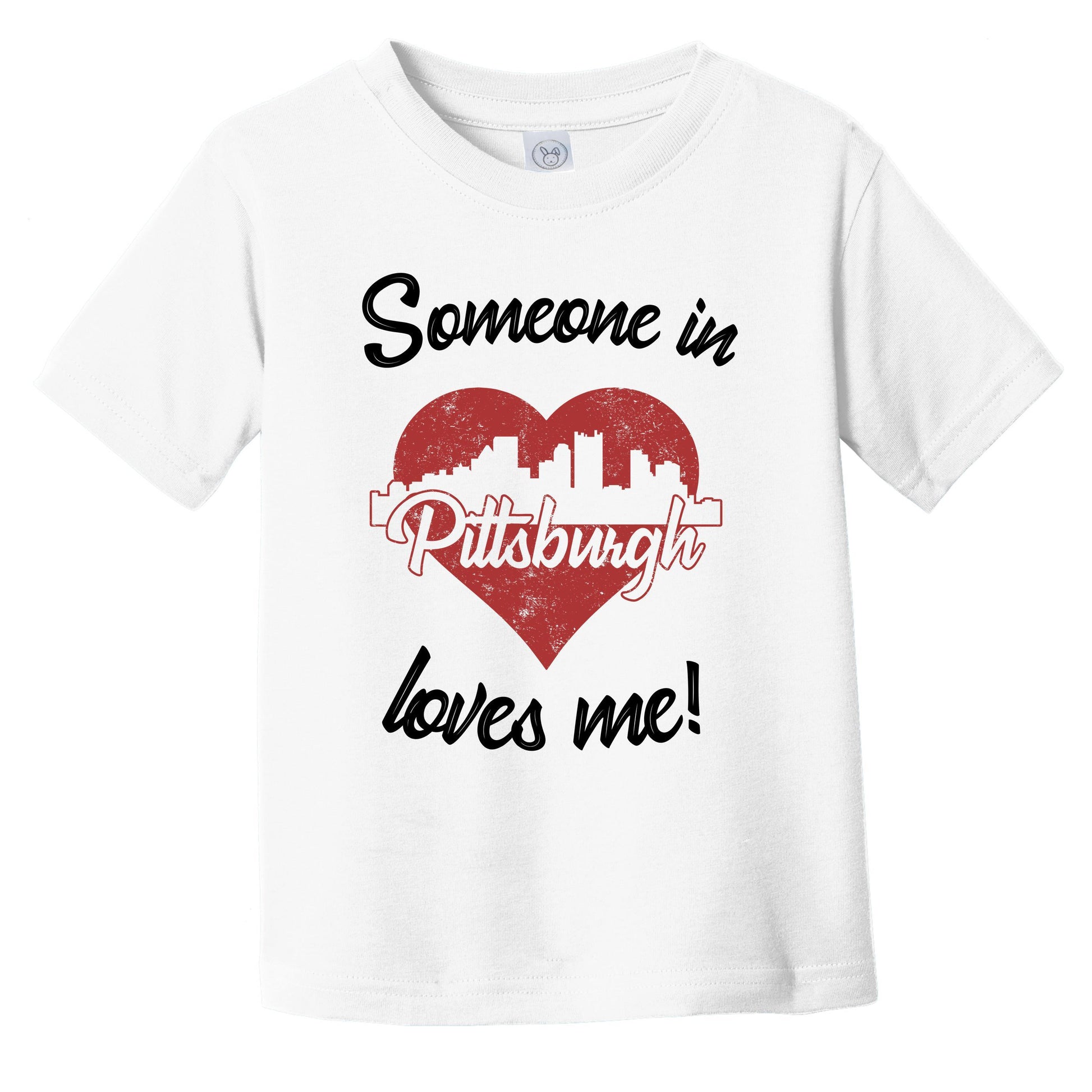 Someone In Pittsburgh Loves Me Red Heart Skyline Infant Toddler T-Shirt