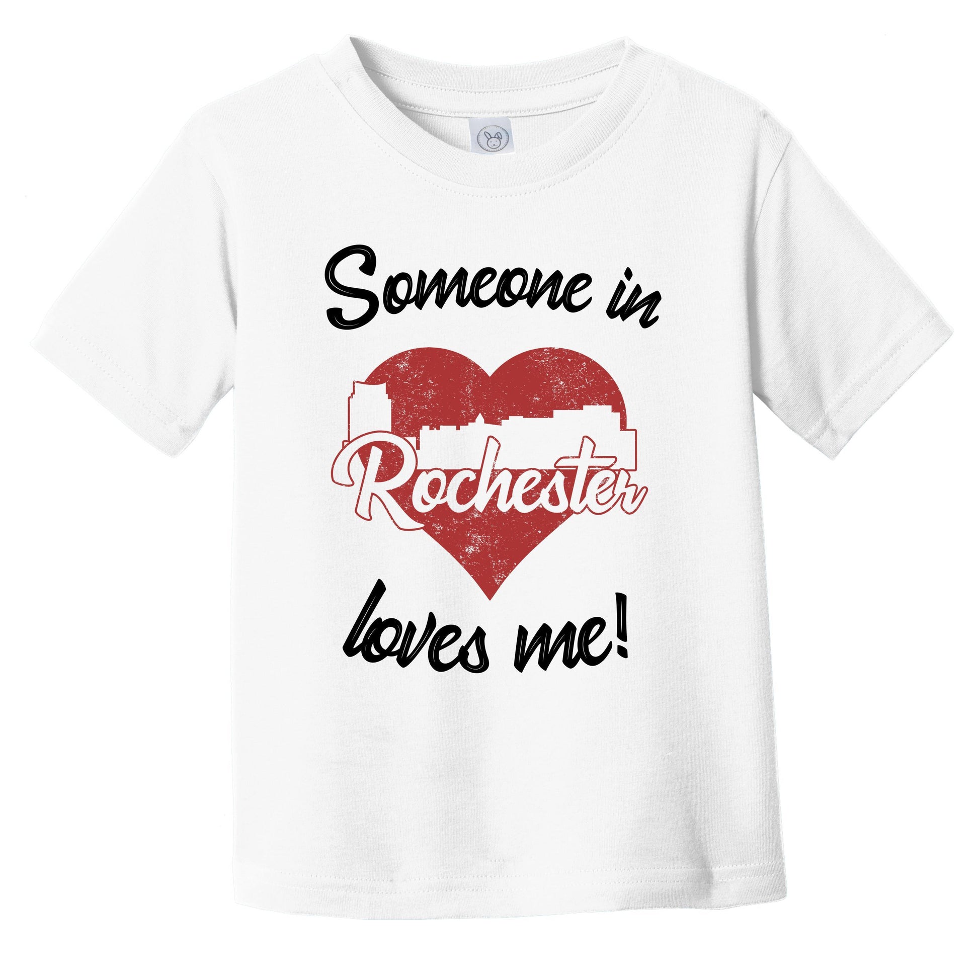 Someone In Rochester Loves Me Red Heart Skyline Infant Toddler T-Shirt